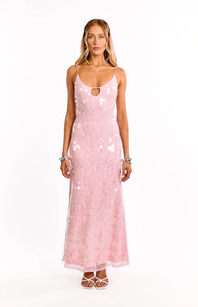Lyanna Pink Sequin Maxi Dress