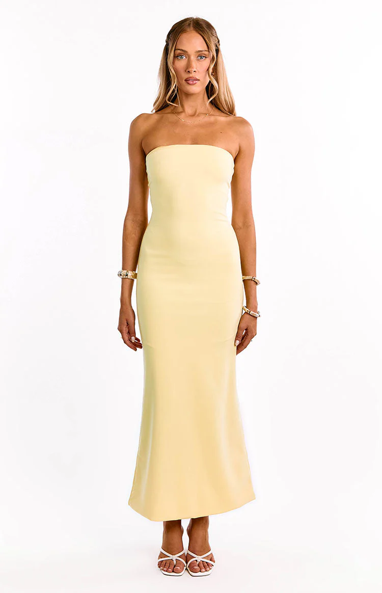 Arizona Yellow Crepe Maxi Dress