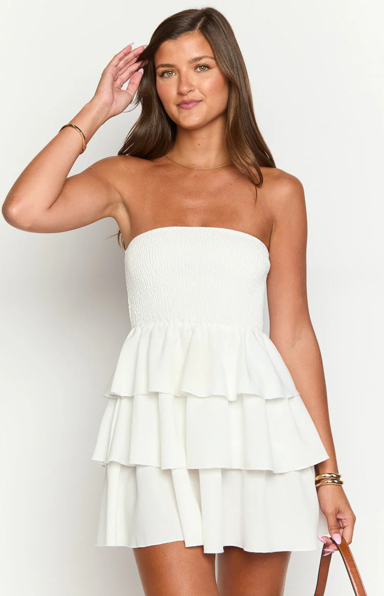 Zeke White Strapless Mini Dress