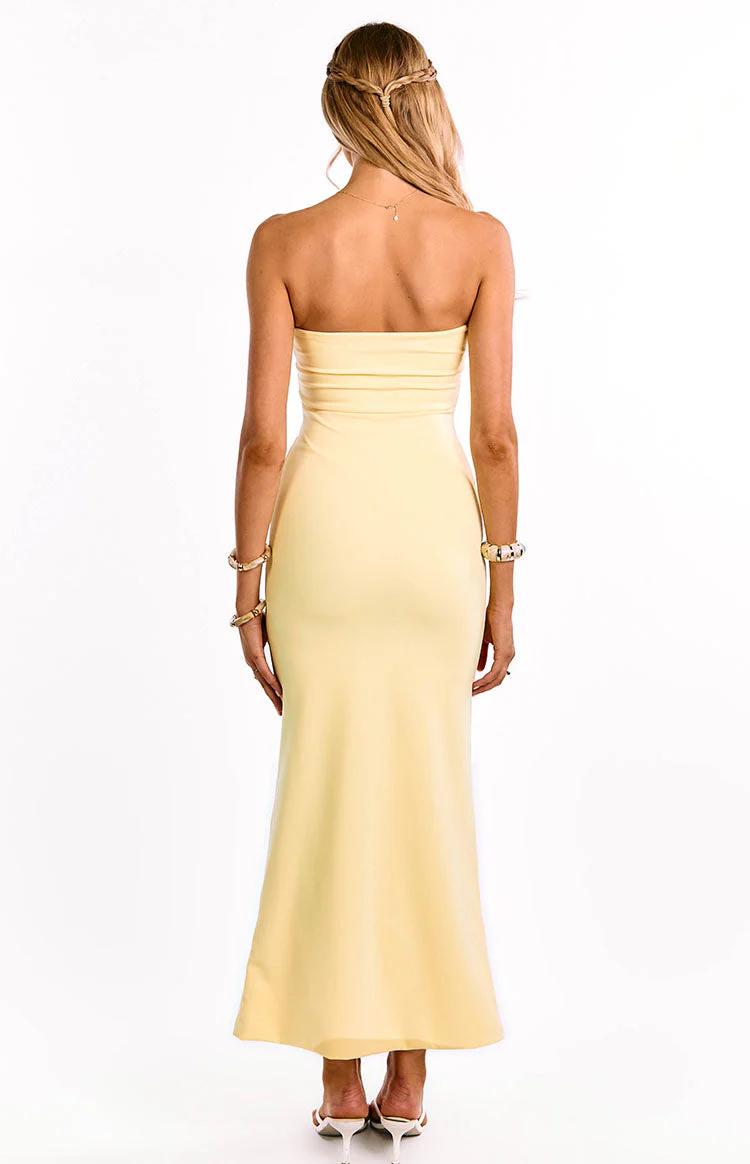 Arizona Yellow Crepe Maxi Dress