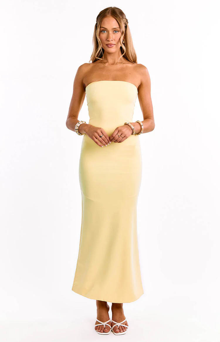 Arizona Yellow Crepe Maxi Dress