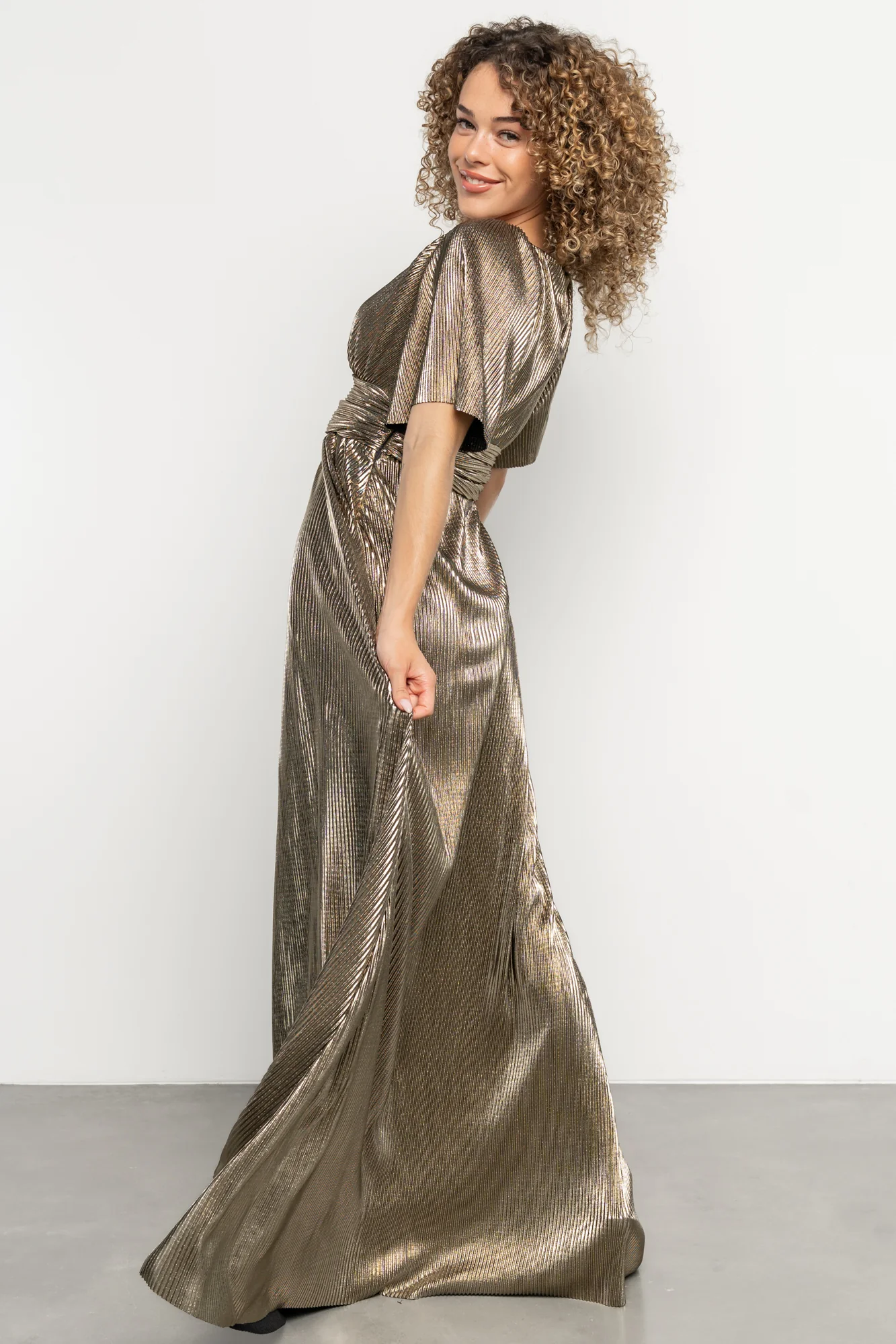 Venetian Pleated Gown | Gold