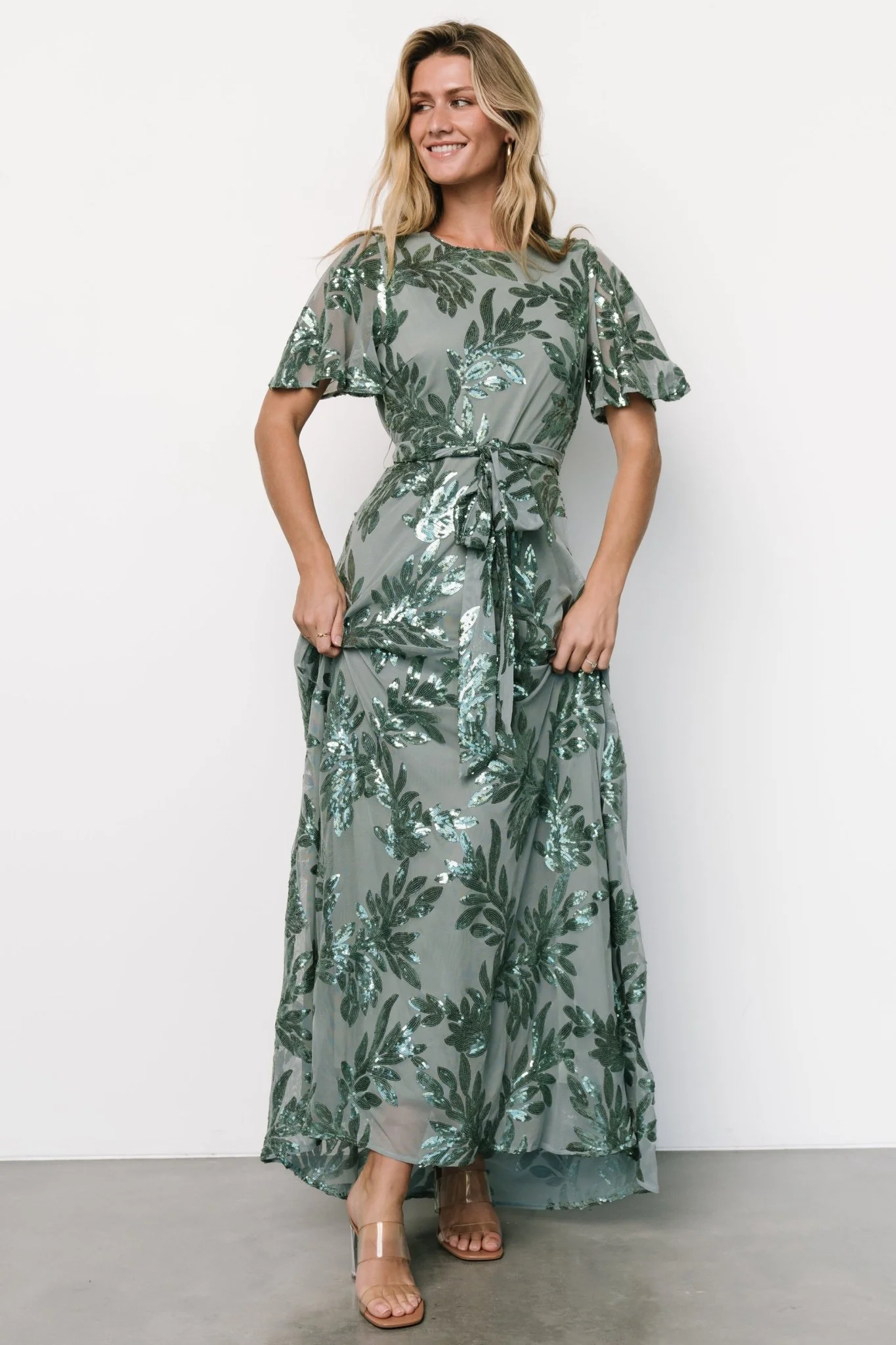 Muse Sequin Maxi Dress | Eucalyptus