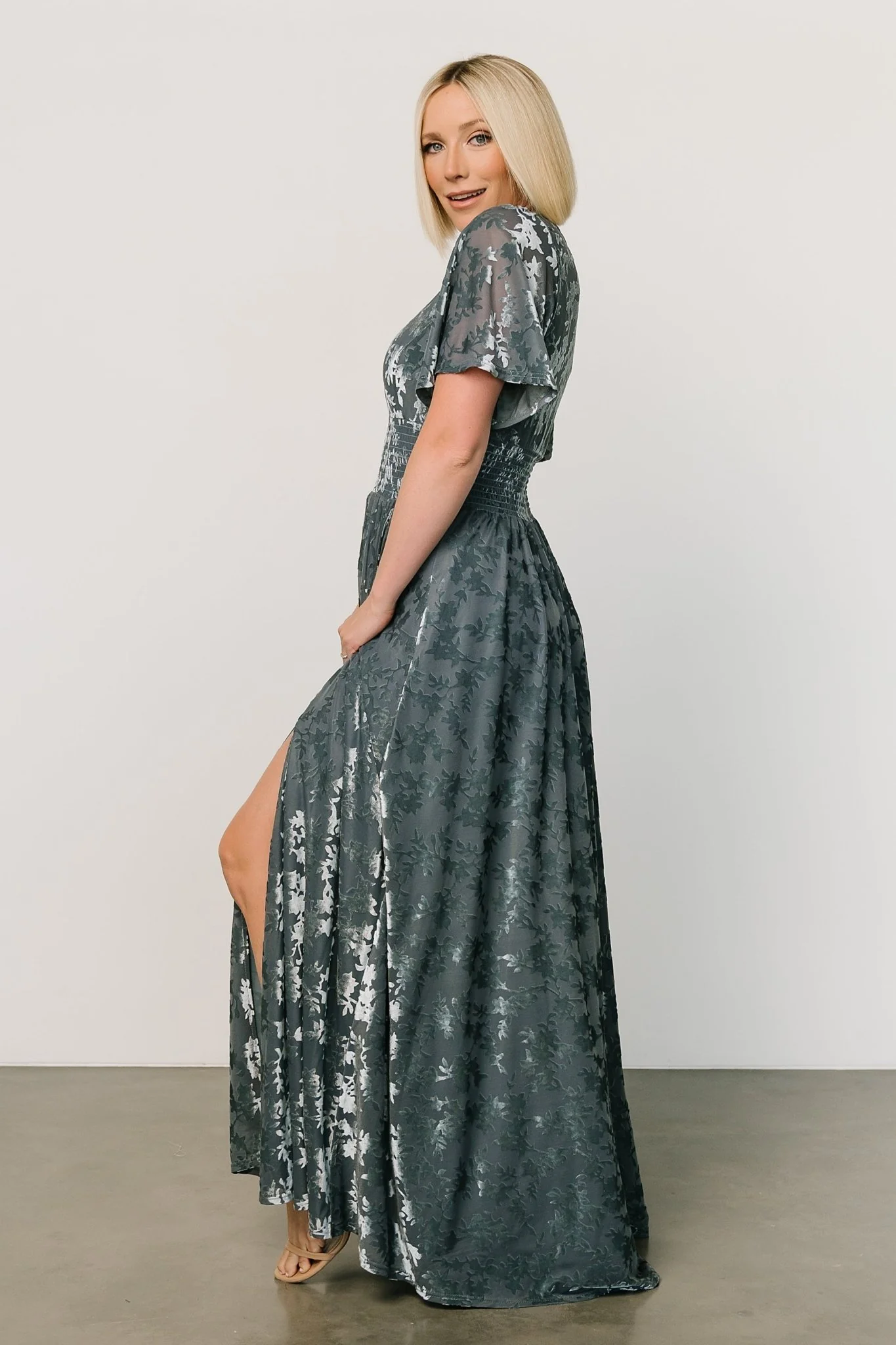 Veronica Velvet Maxi Dress | Slate Blue