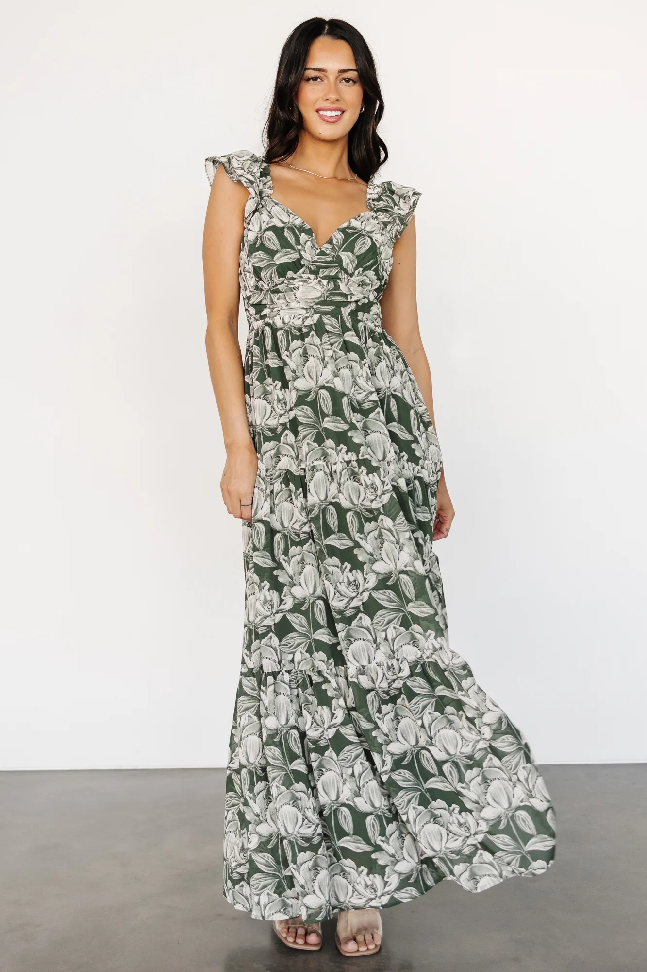 Martina Maxi Dress | Green + White