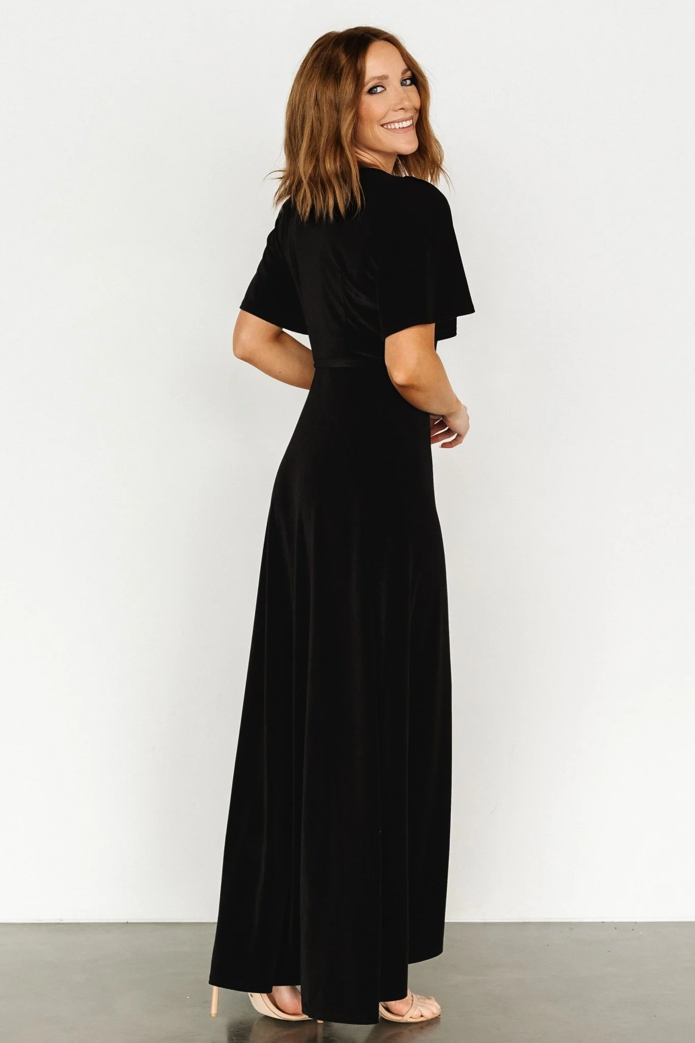 Katelyn Velvet Maxi Wrap Dress | Black