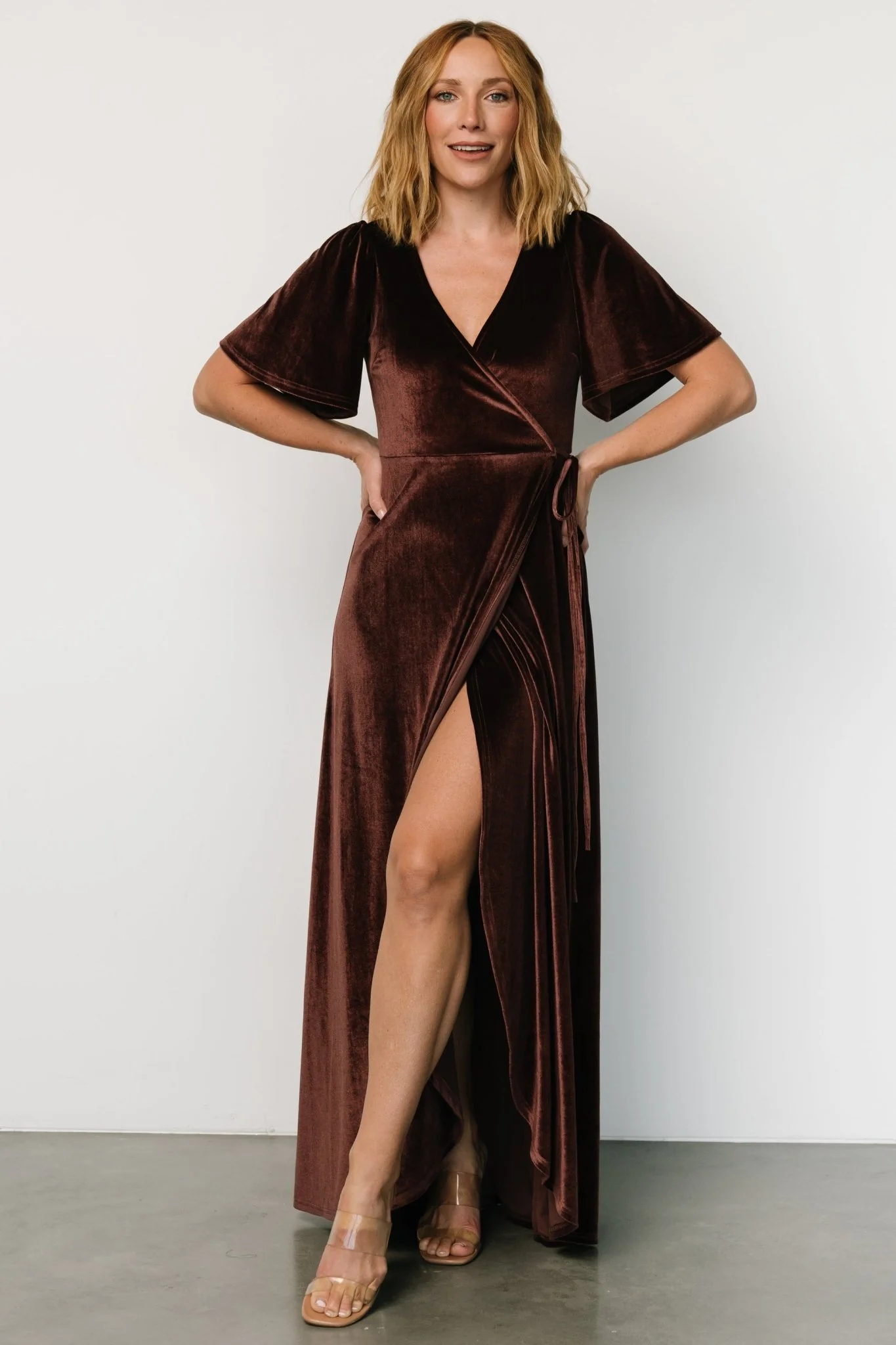 Katelyn Velvet Maxi Wrap Dress | Clove