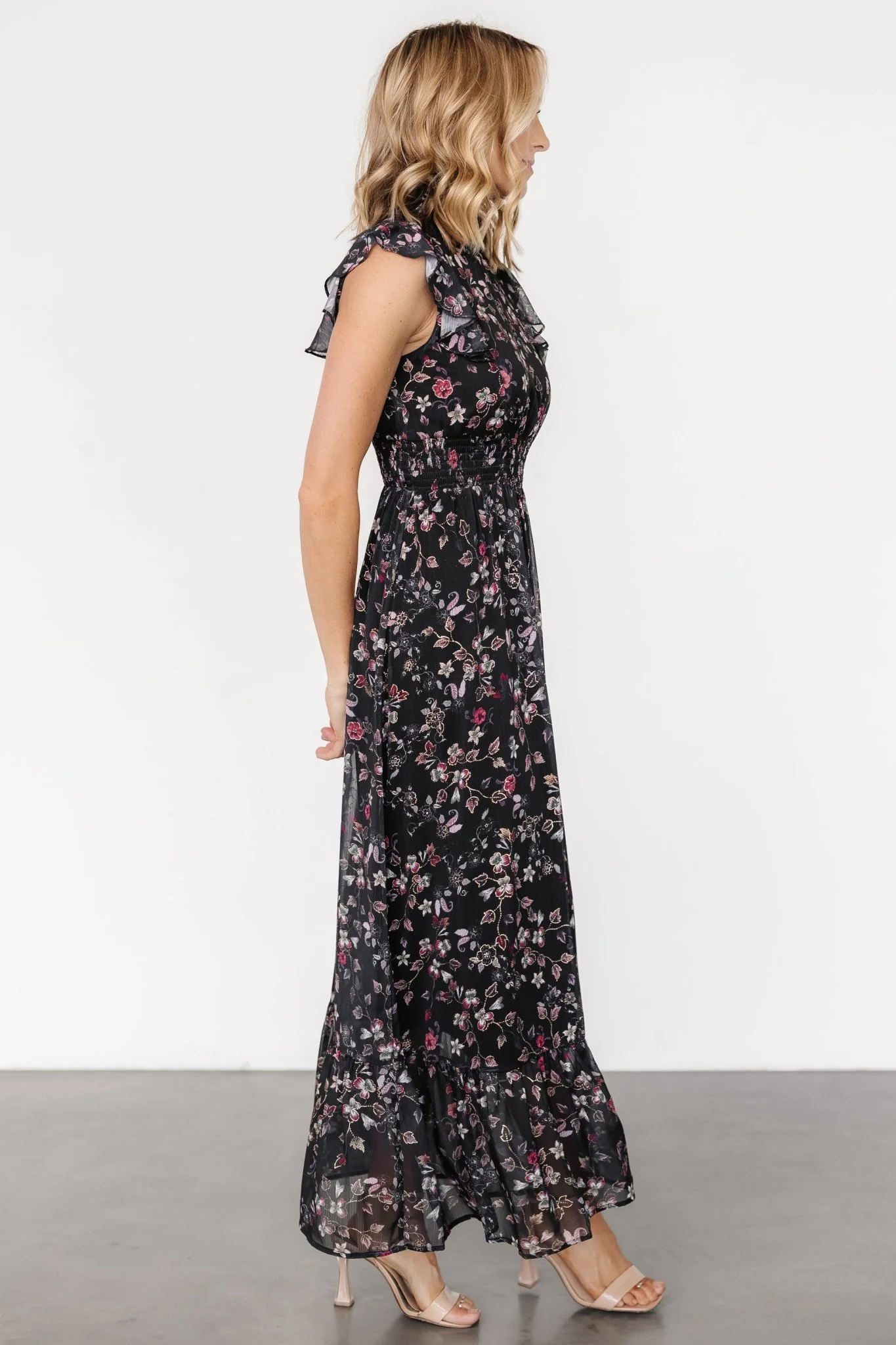 Kearny Ruffle Maxi Dress | Midnight + Gold Multi