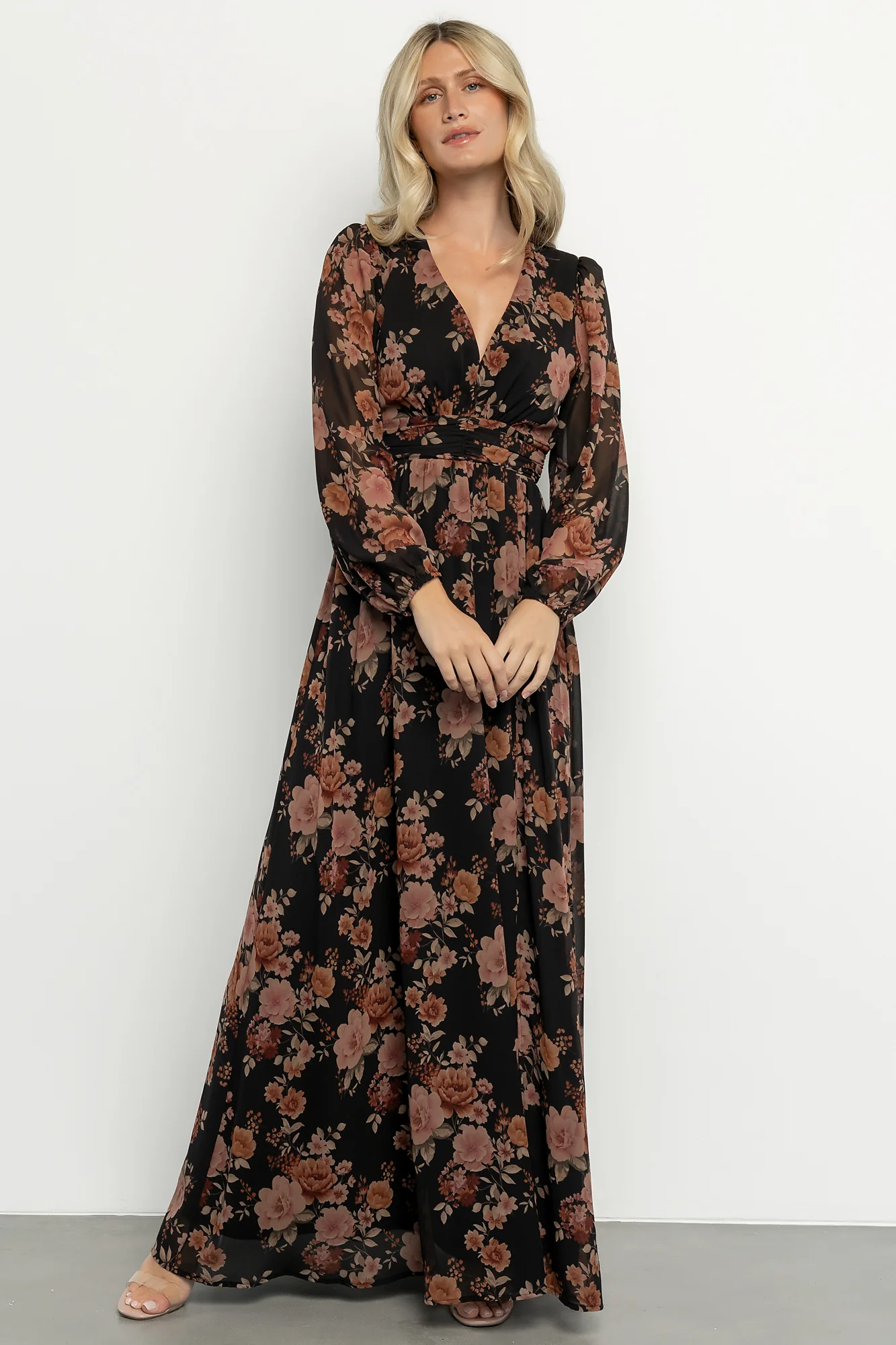 Adira Maxi Dress | Black + Mauve Floral