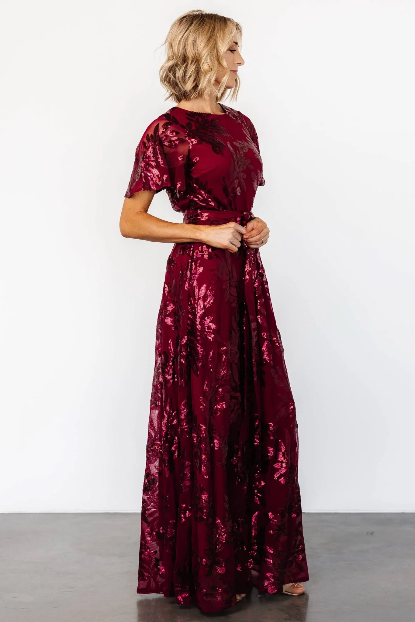 Muse Sequin Maxi Dress | Wine