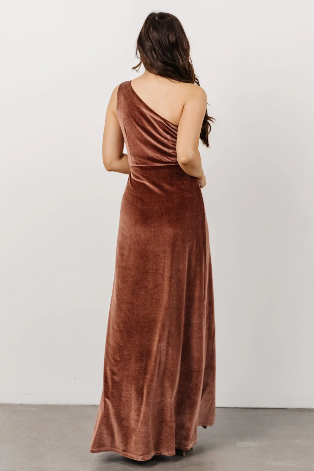 Tatiana Velvet One Shoulder Maxi Dress | Desert Rose
