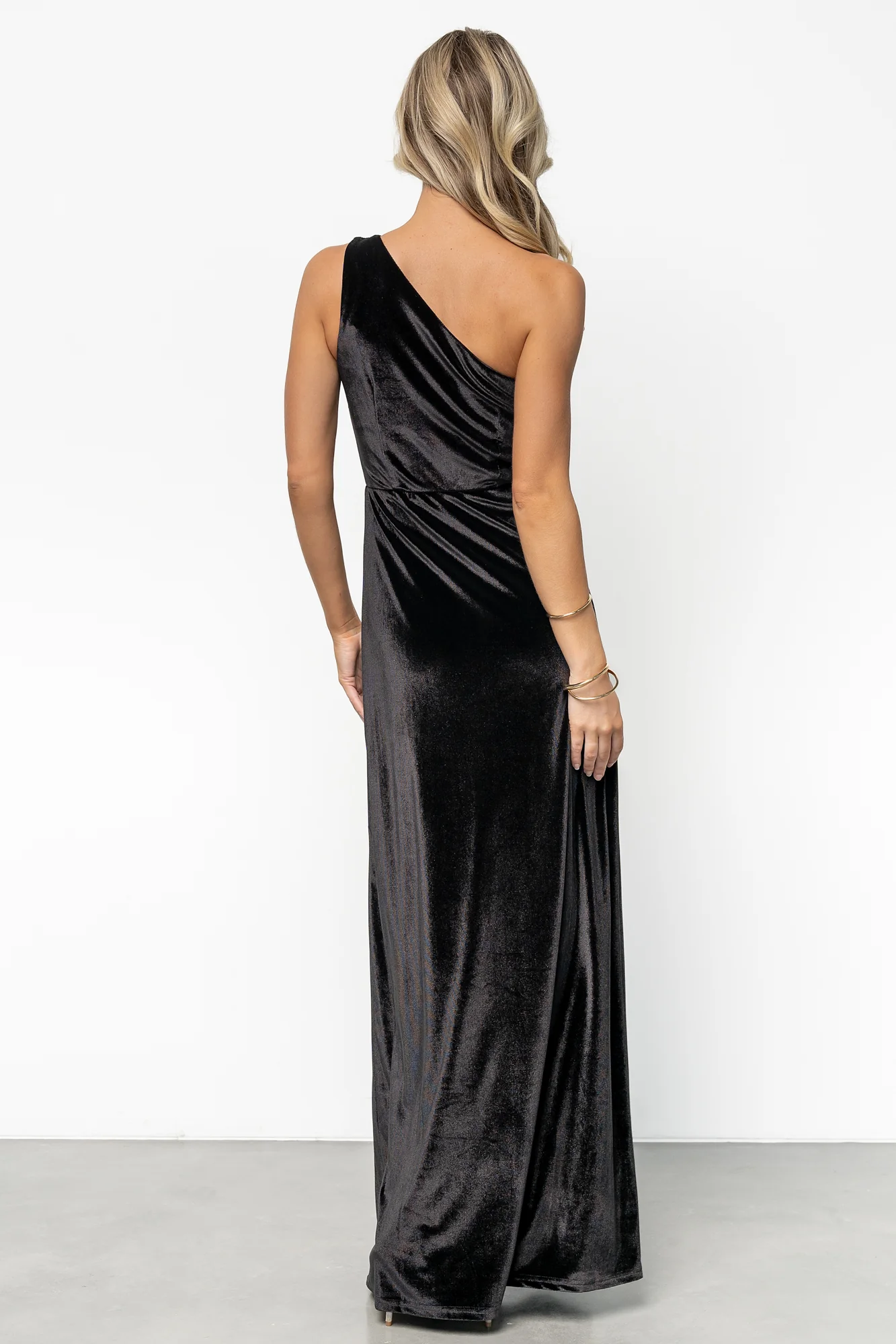 Tatiana Velvet One Shoulder Maxi Dress | Black