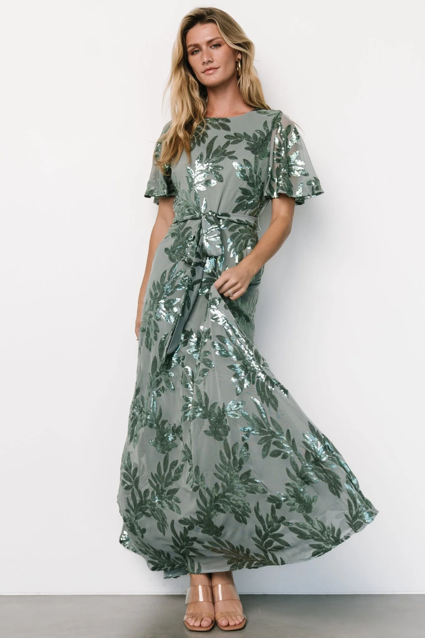 Muse Sequin Maxi Dress | Eucalyptus