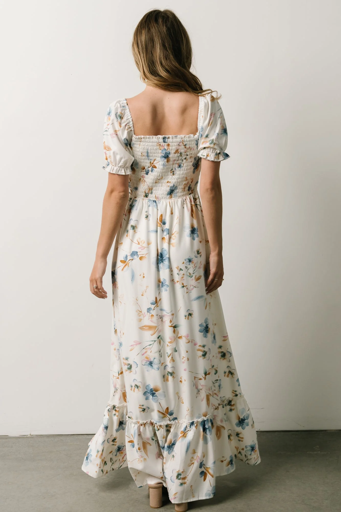 Capri Smocked Maxi Dress | White Multi Print