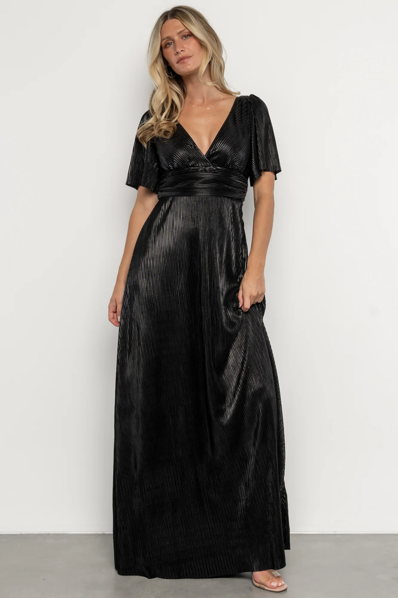 Venetian Pleated Gown | Black