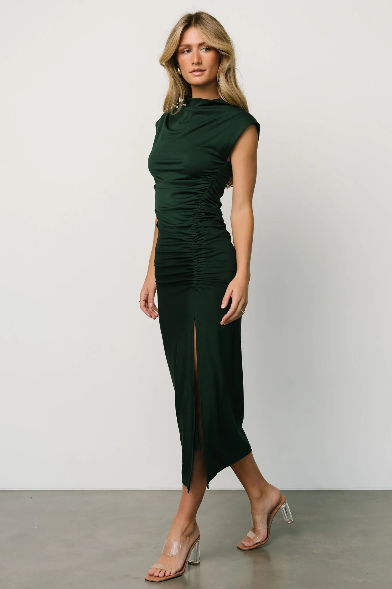 Sasha Ruched Maxi Dress | Green