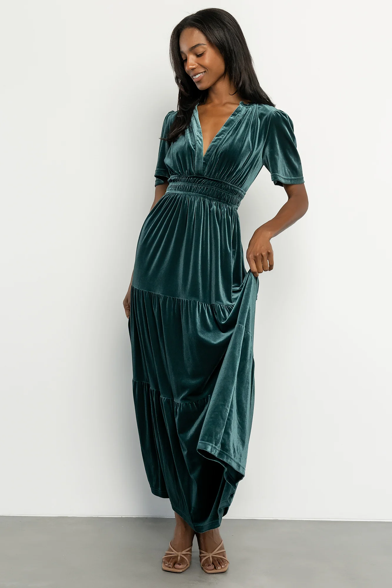 Artemis Velvet Maxi Dress | Deep Lagoon