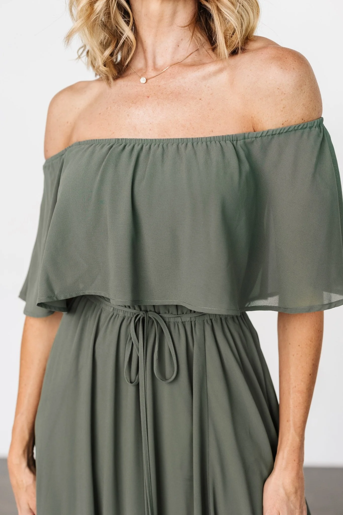Victoria Off Shoulder Maxi Dress | Dark Sage