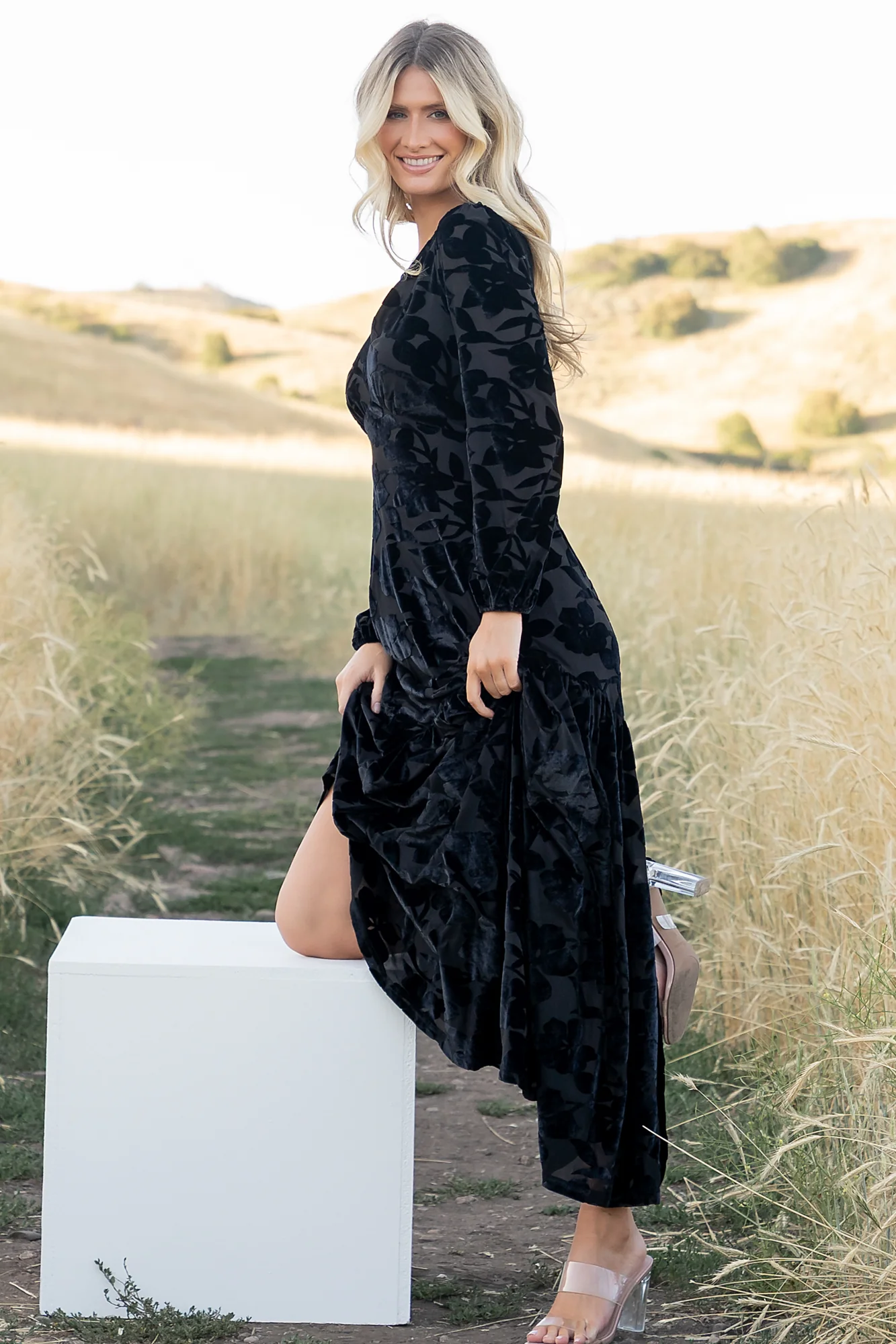 Vienna Velvet Maxi Dress | Black