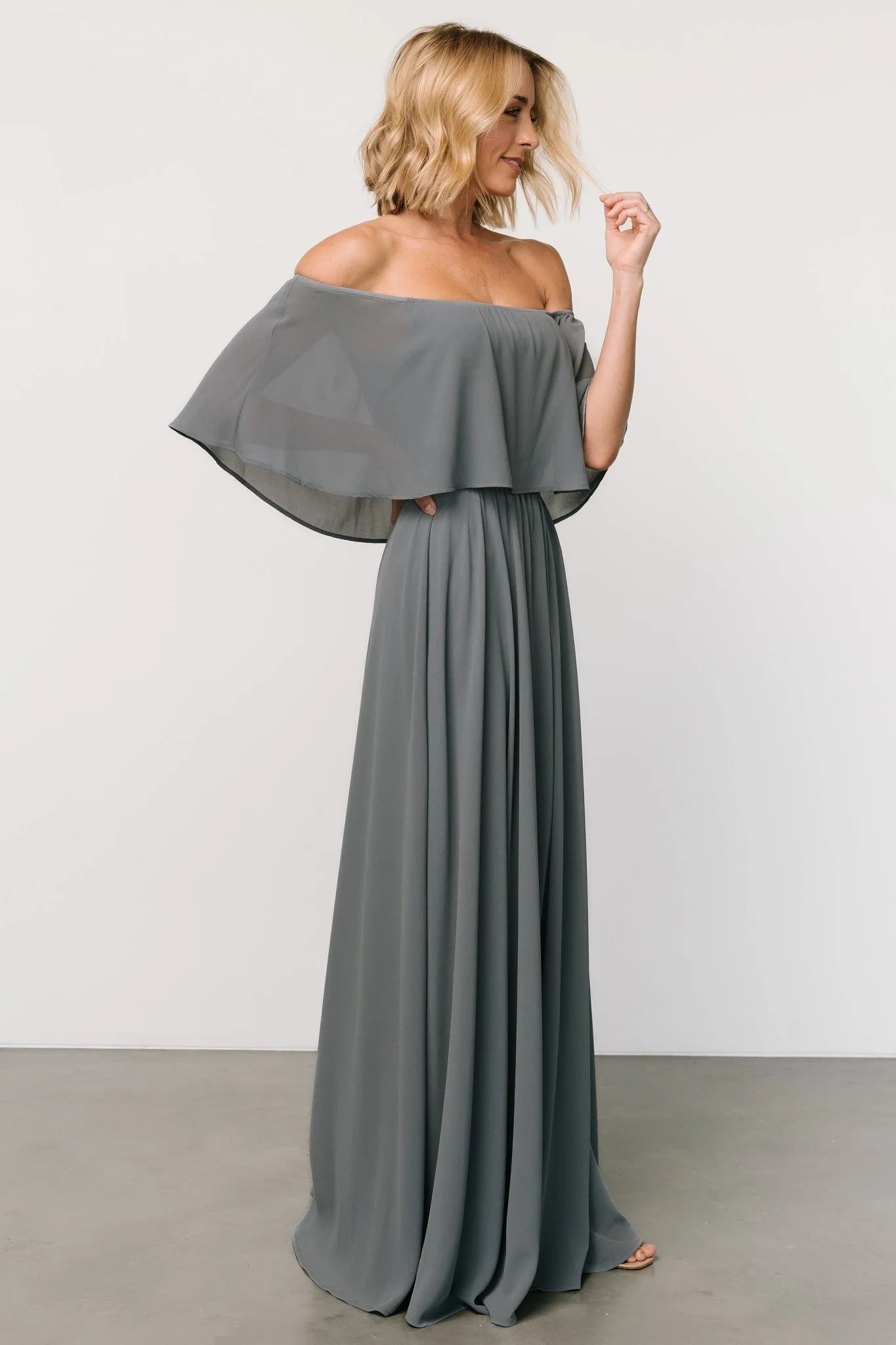 Sonia Off Shoulder Maxi Dress | Dusty Blue