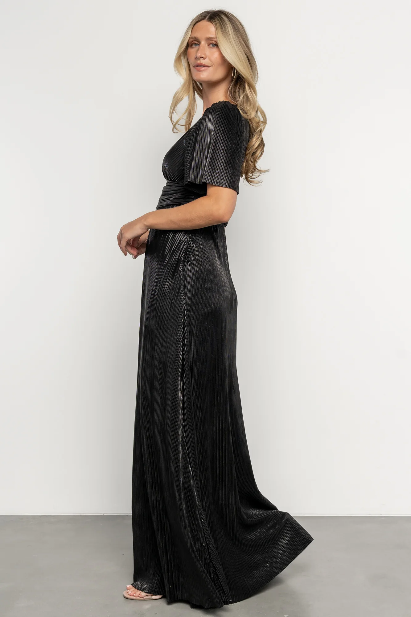 Venetian Pleated Gown | Black