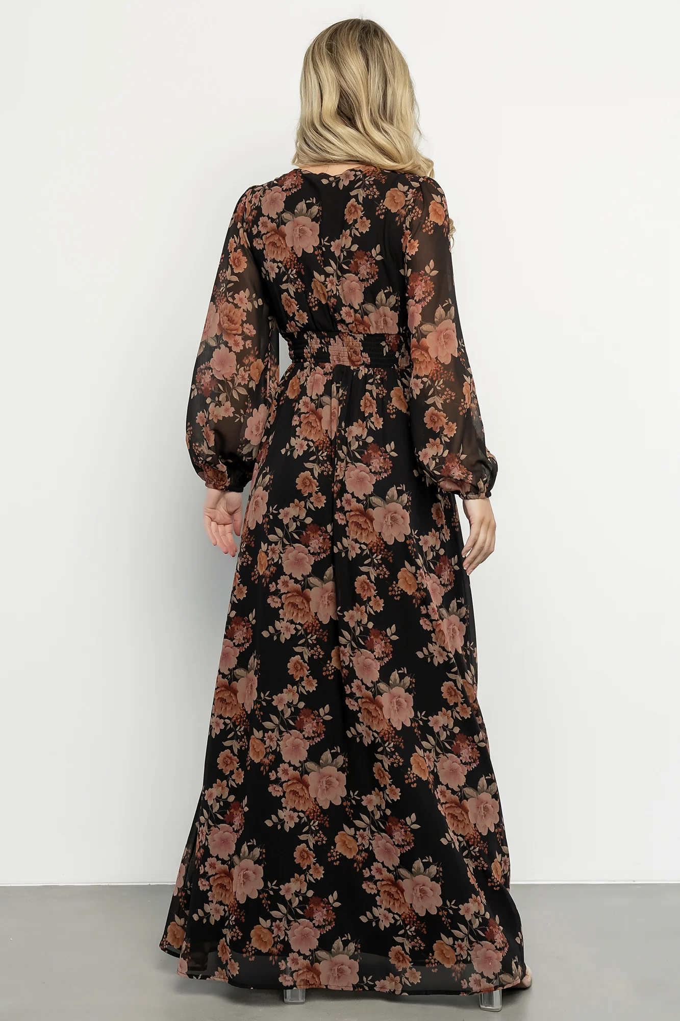 Adira Maxi Dress | Black + Mauve Floral