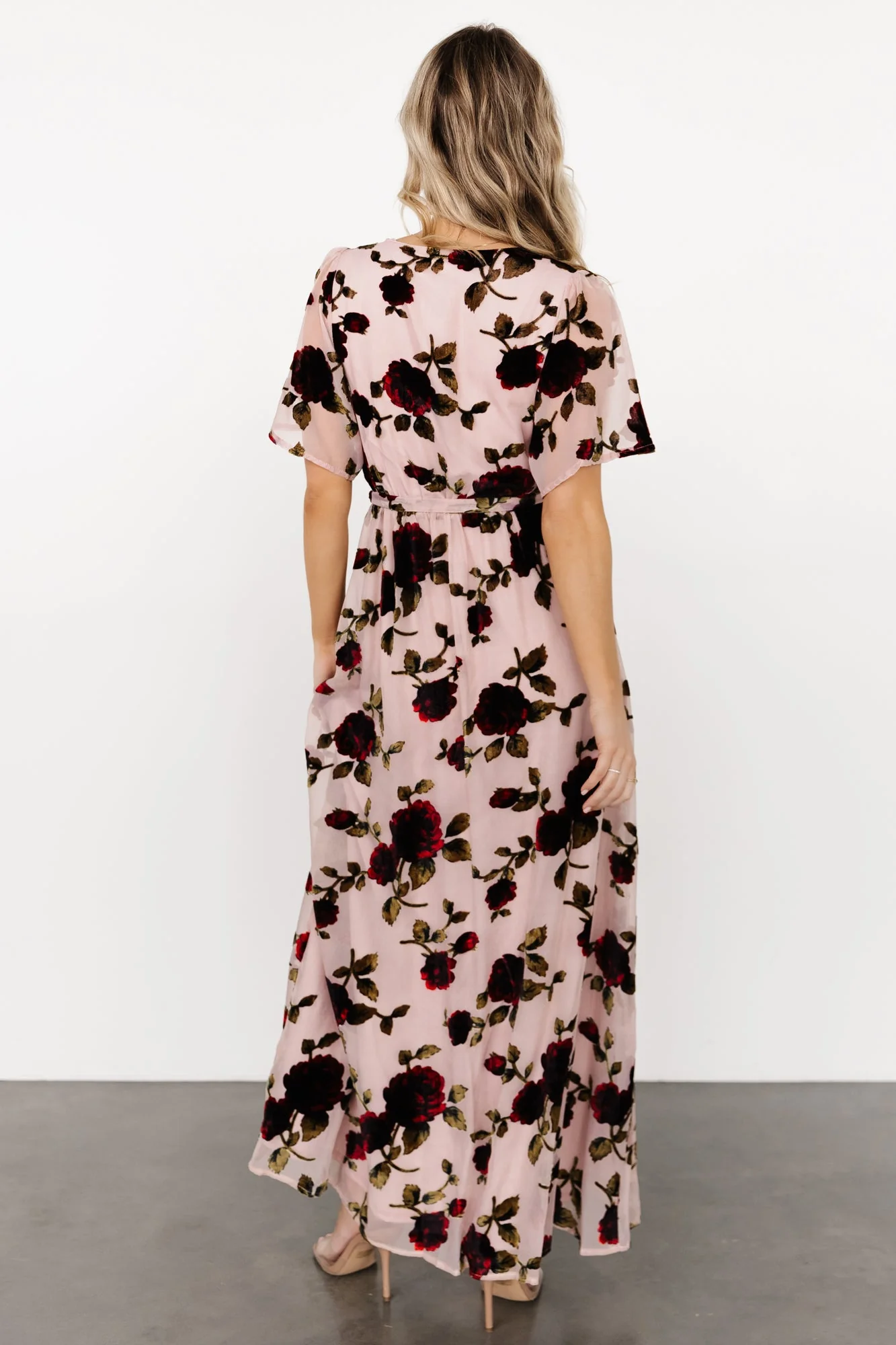 Parisian Velvet Maxi Dress | Blush Rose Floral