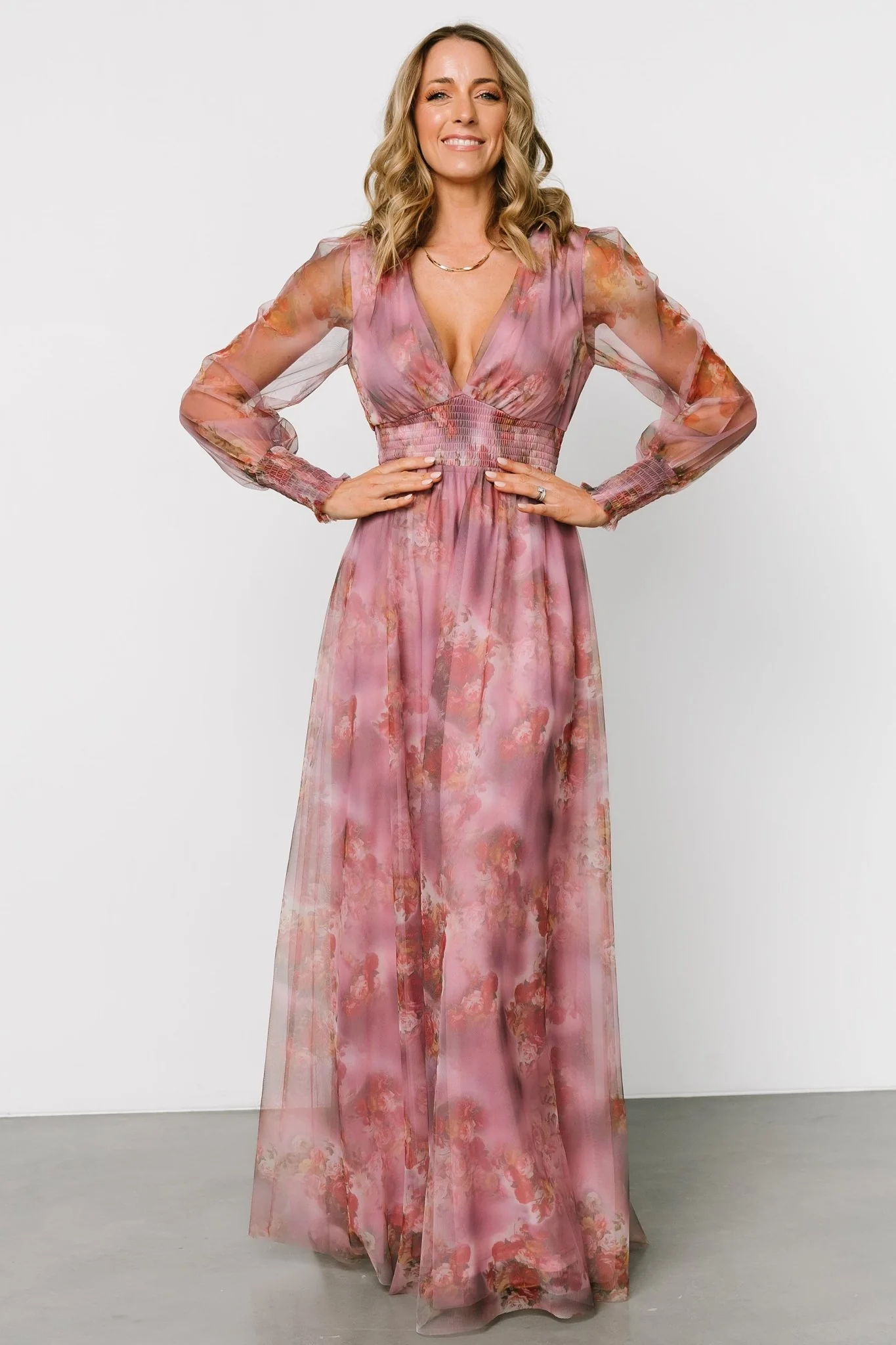 Layla Tulle Maxi Dress | Dusty Orchid Floral