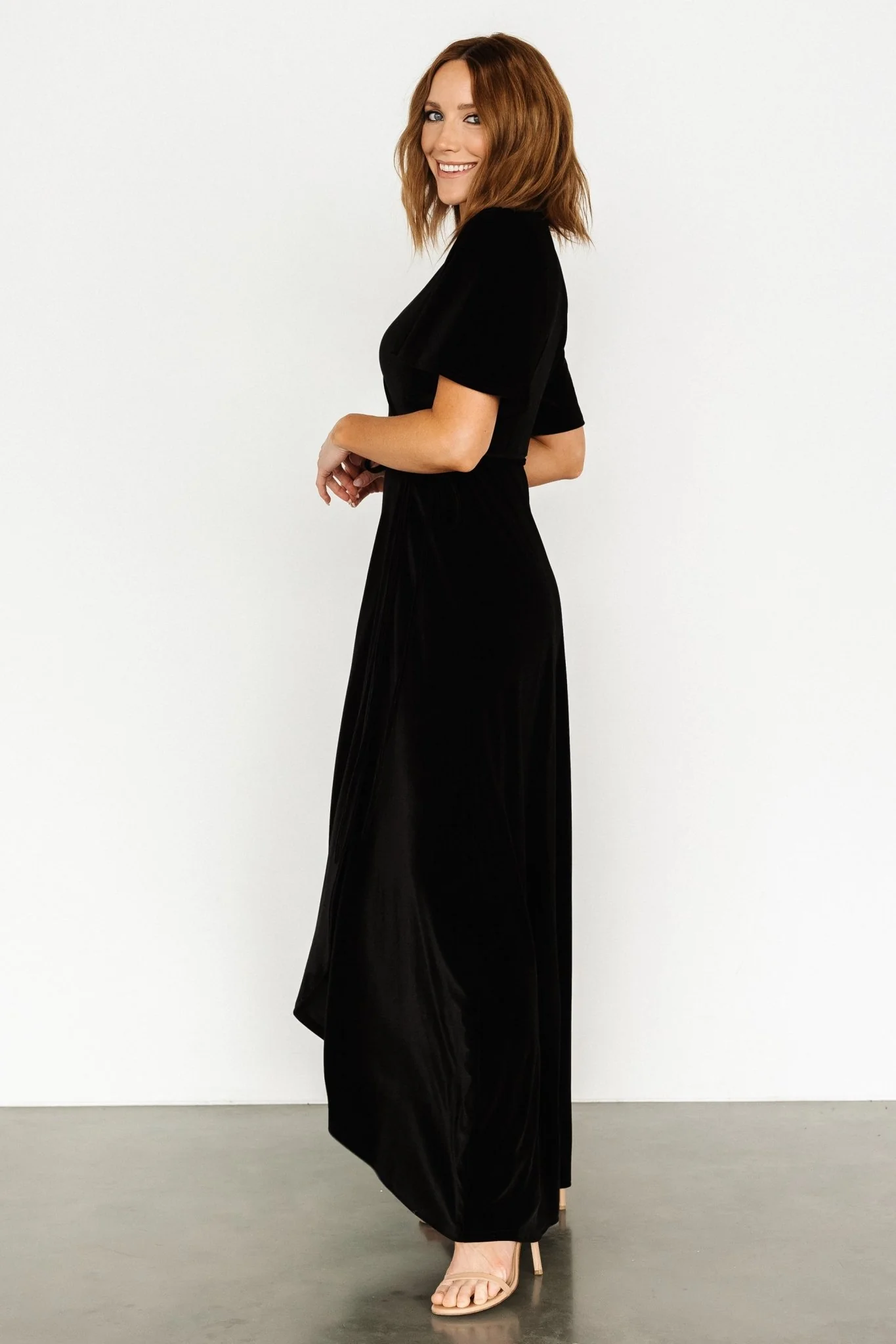 Katelyn Velvet Maxi Wrap Dress | Black