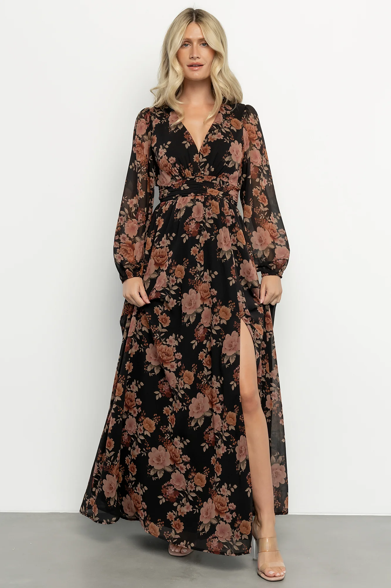Adira Maxi Dress | Black + Mauve Floral