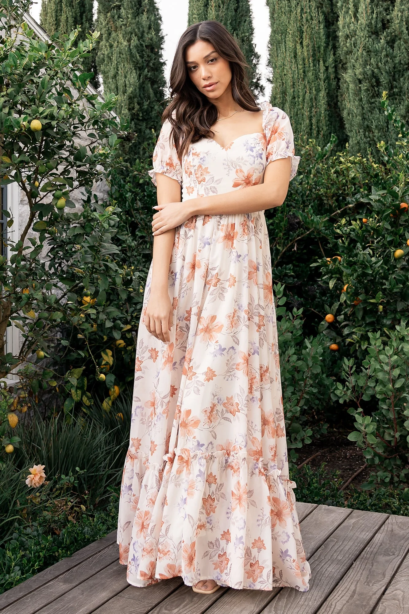 Aberdeen Sweetheart Maxi Dress | Cream Floral