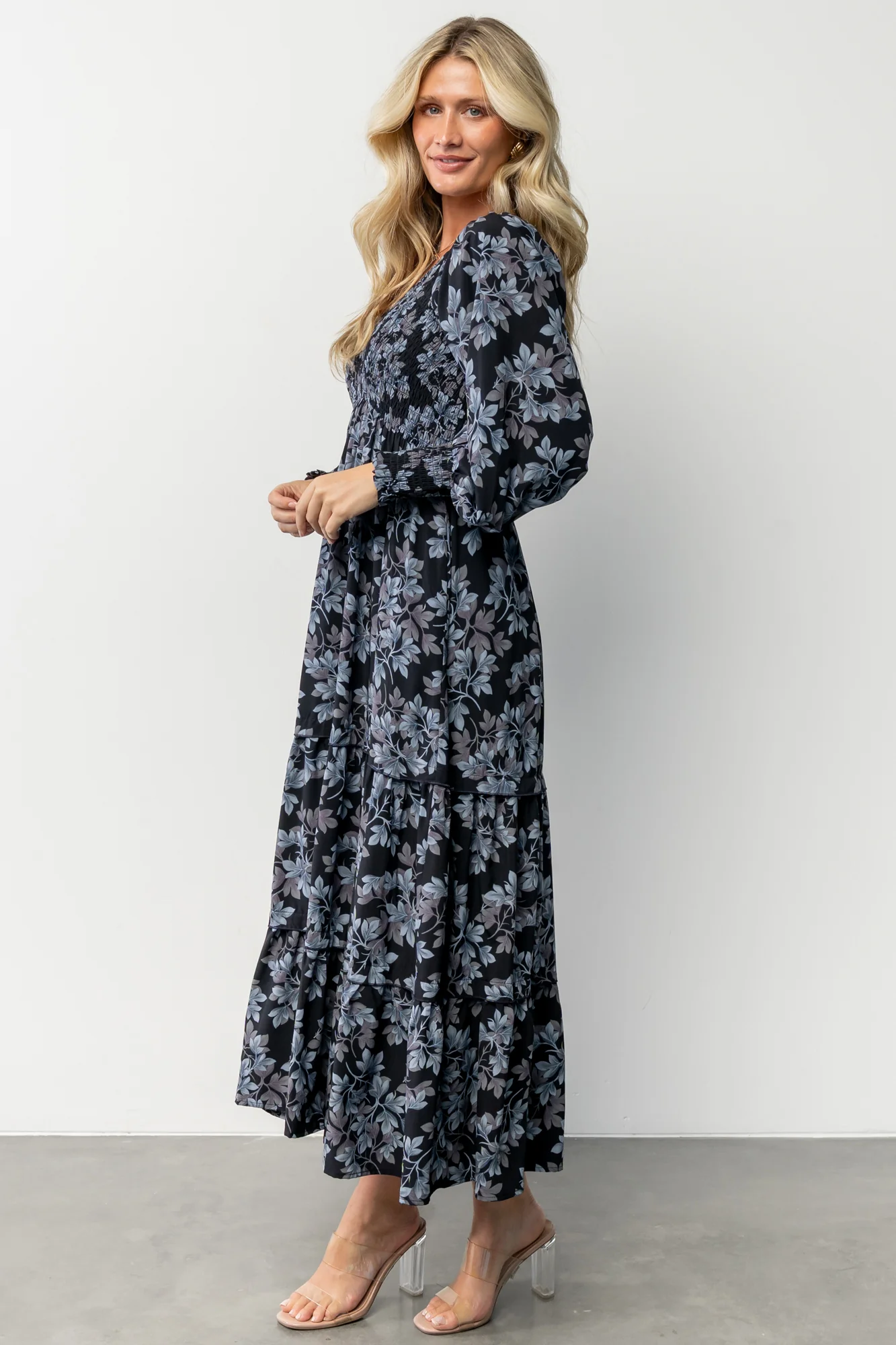 Rayna Smocked Dress | Midnight + Blue Floral