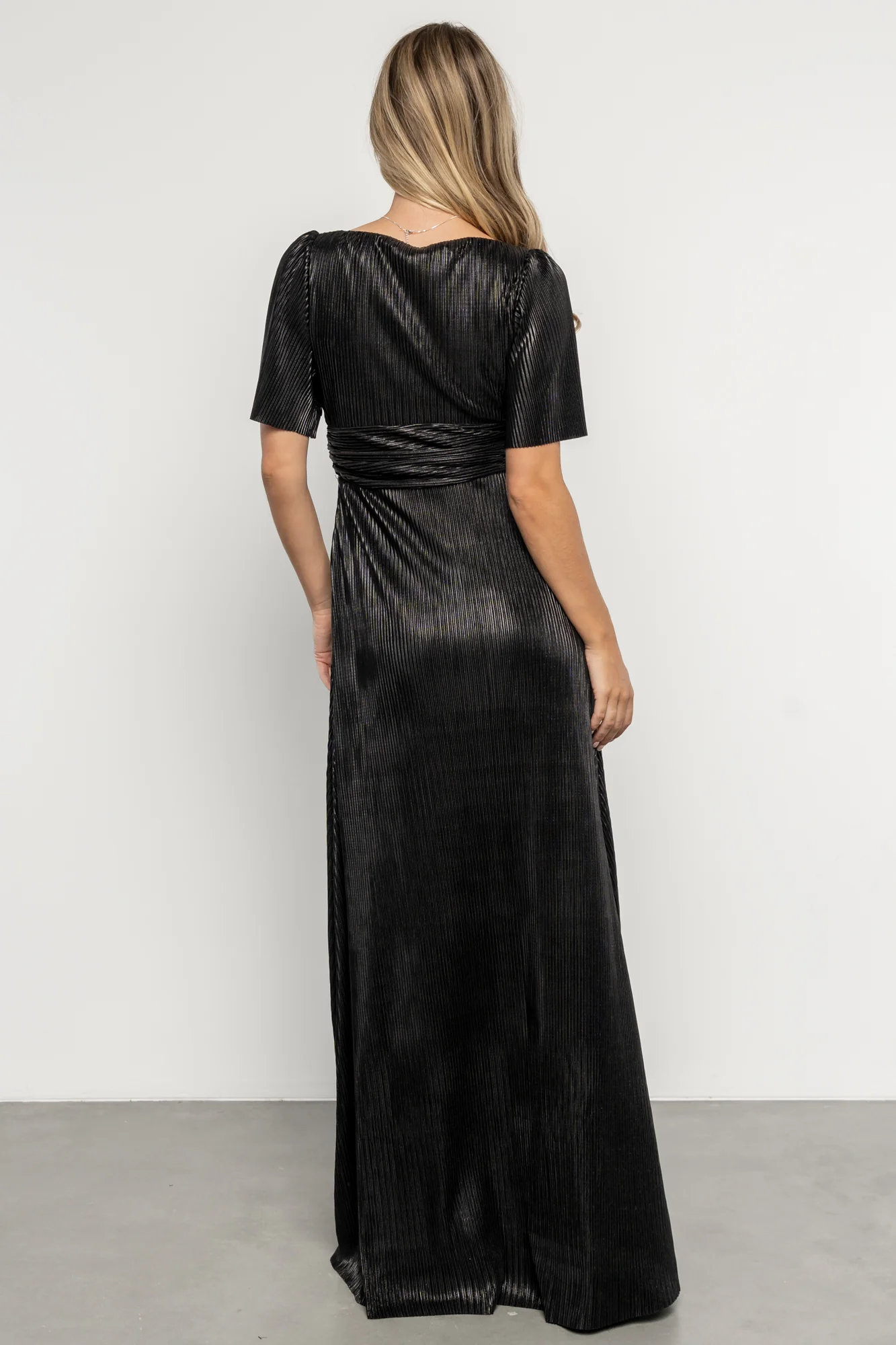 Venetian Pleated Gown | Black