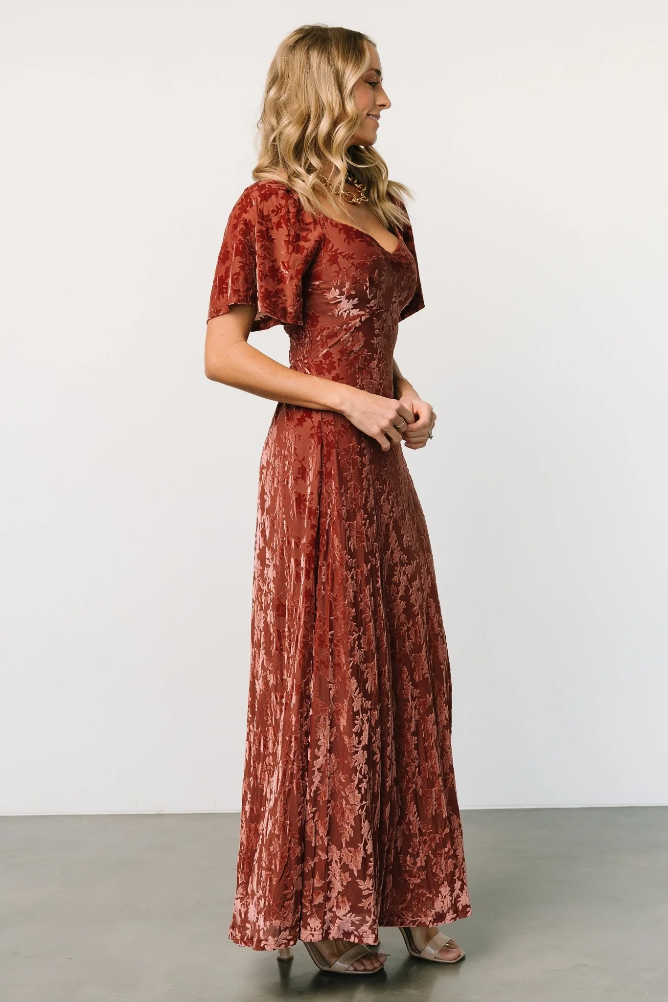 Everley Velvet Maxi Dress | Cinnamon