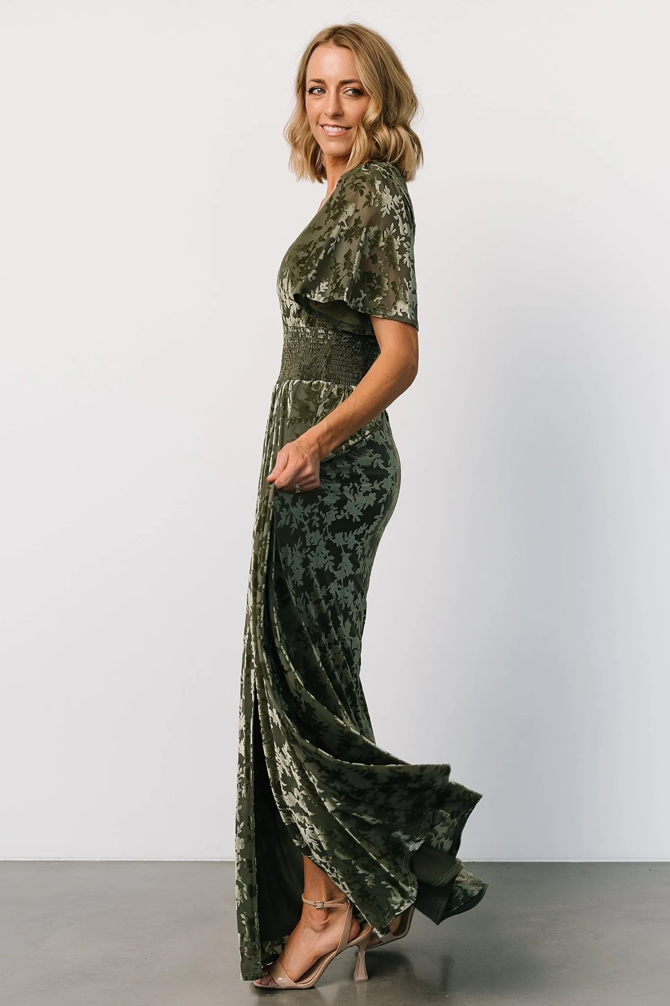 Veronica Velvet Maxi Dress | Dark Sage