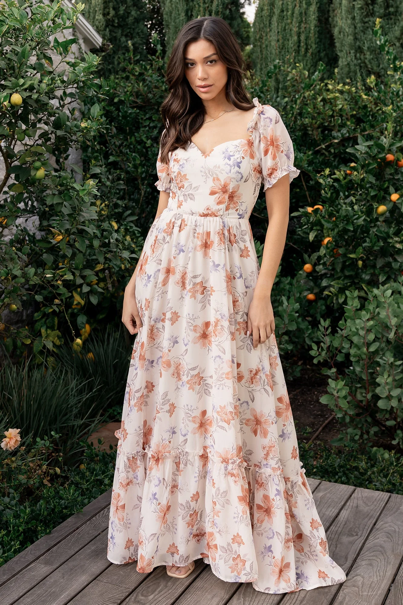 Aberdeen Sweetheart Maxi Dress | Cream Floral
