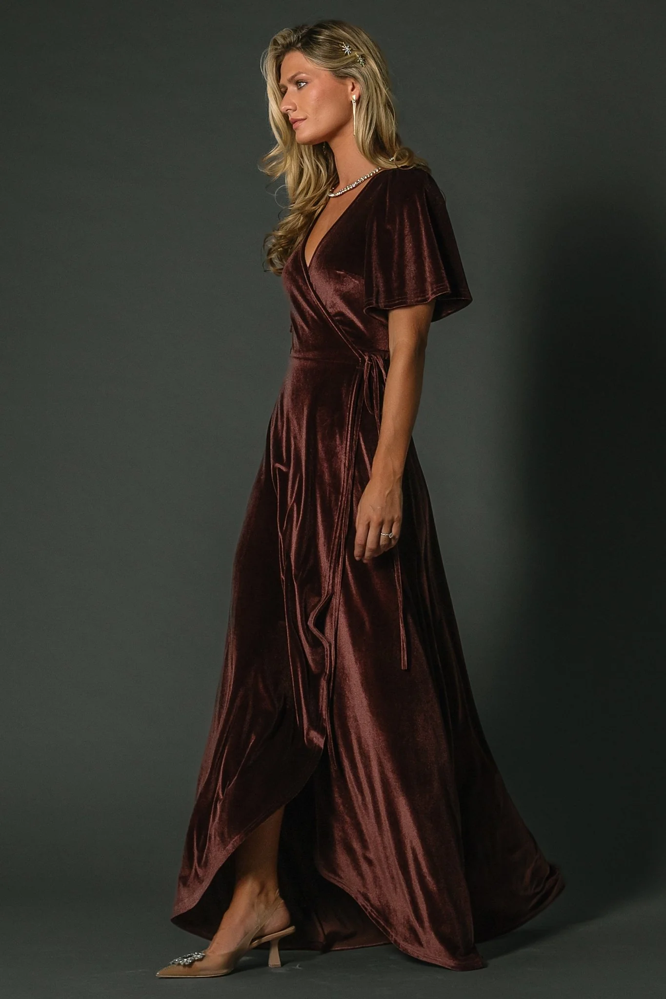 Katelyn Velvet Maxi Wrap Dress | Clove