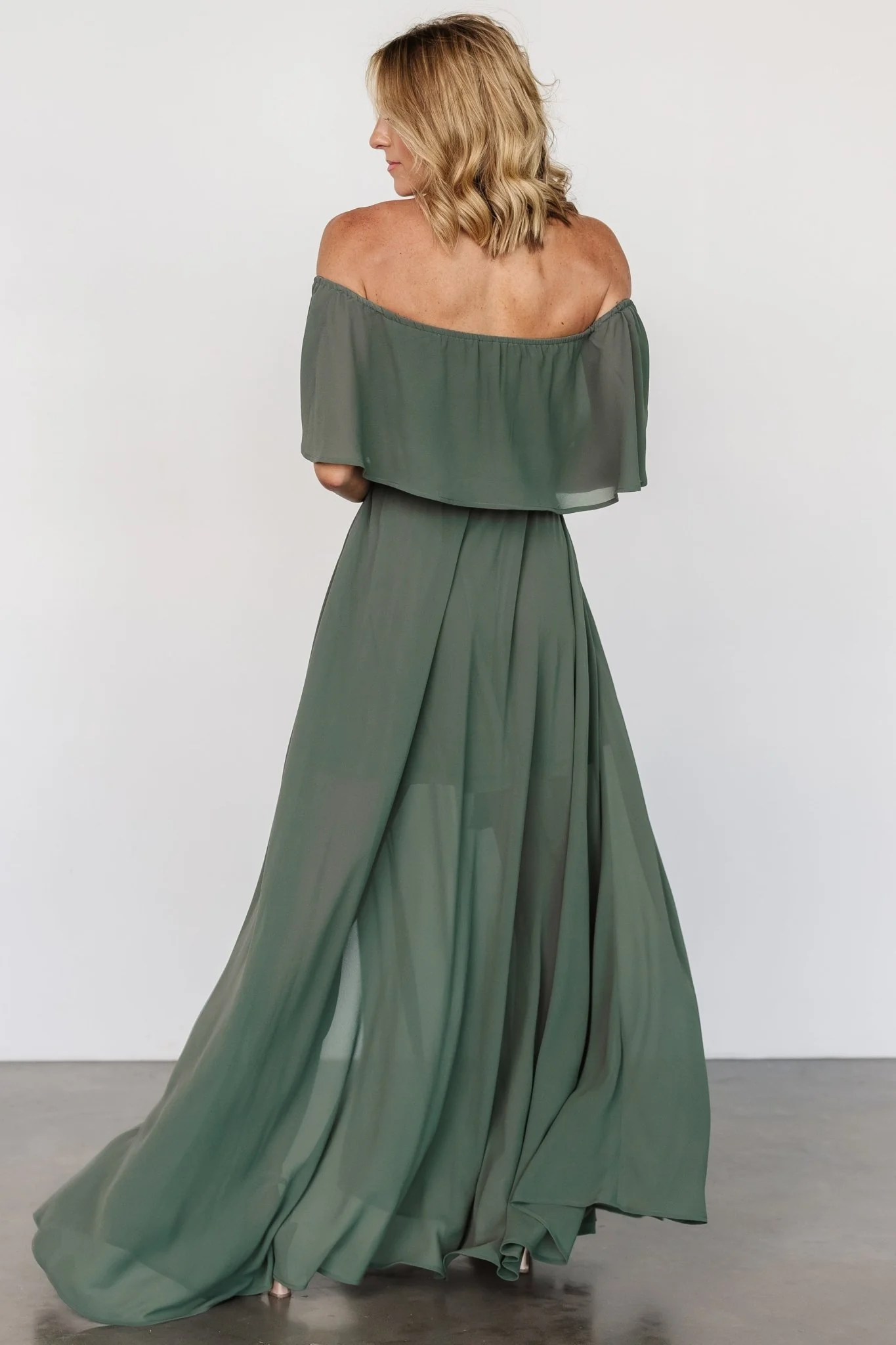 Victoria Off Shoulder Maxi Dress | Dark Sage