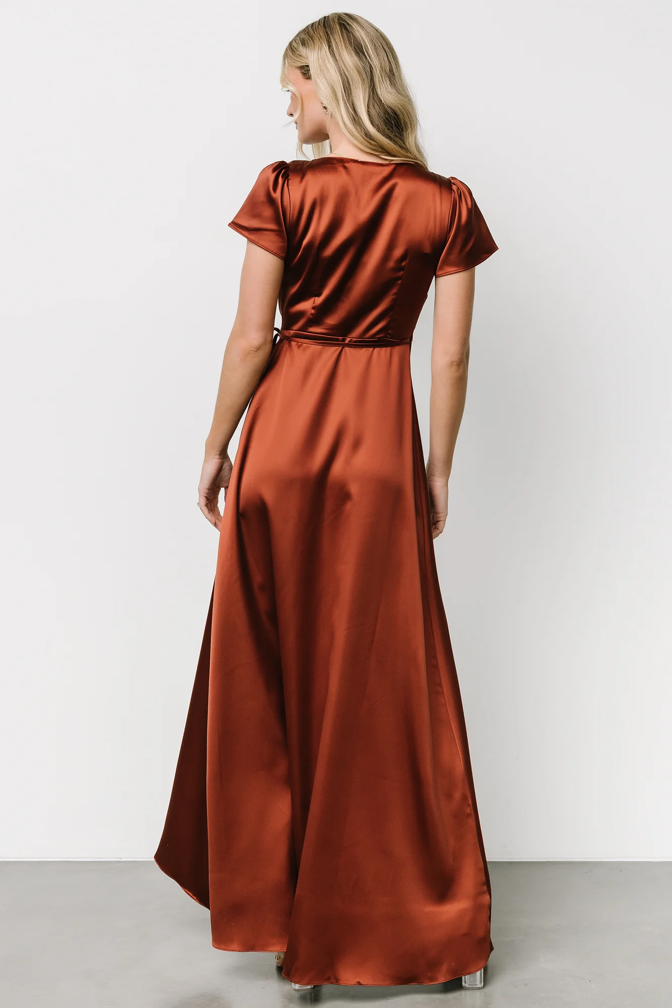 Krystal Satin Wrap Gown | Cinnamon