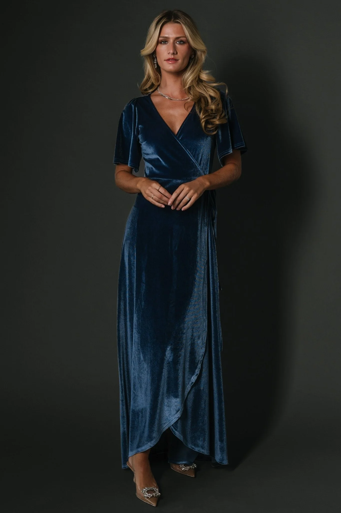 Katelyn Velvet Maxi Wrap Dress | Blue