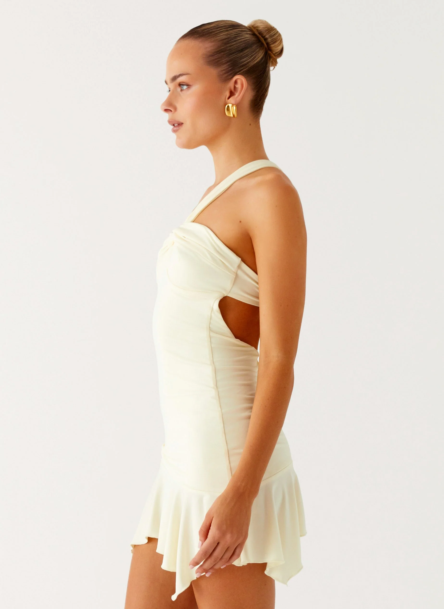 Not Your Fan Cut Out Mini Dress - Yellow