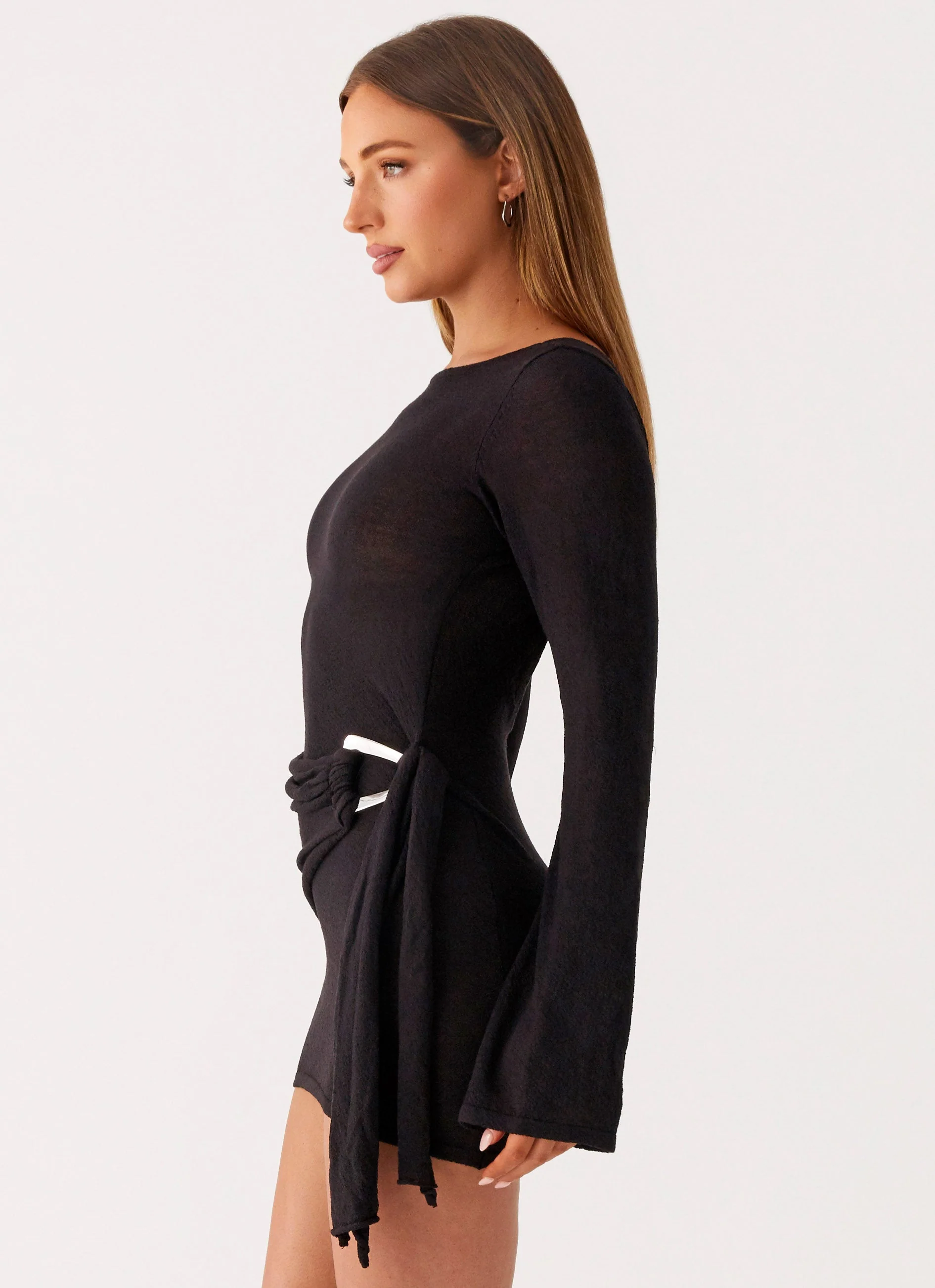 Niella Long Sleeve Wrap Mini Dress - Black