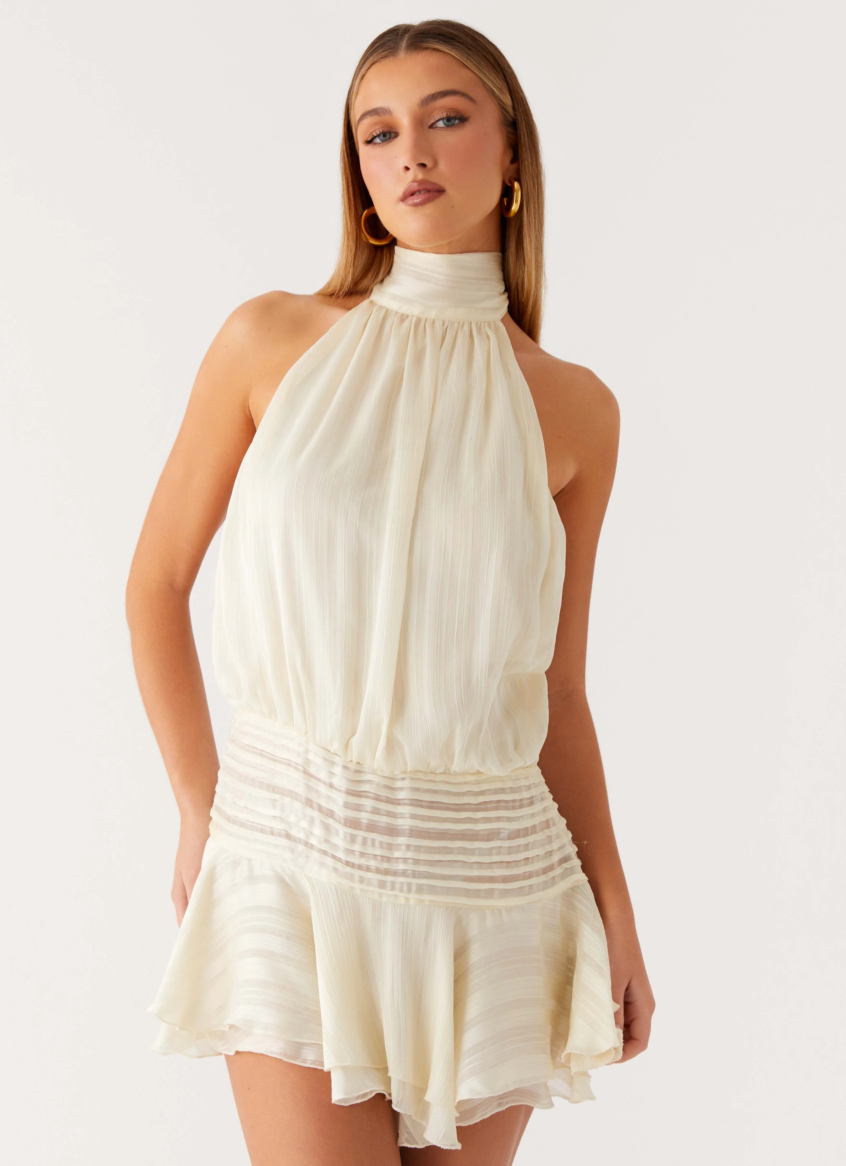 Willow Chiffon Mini Dress - Ivory