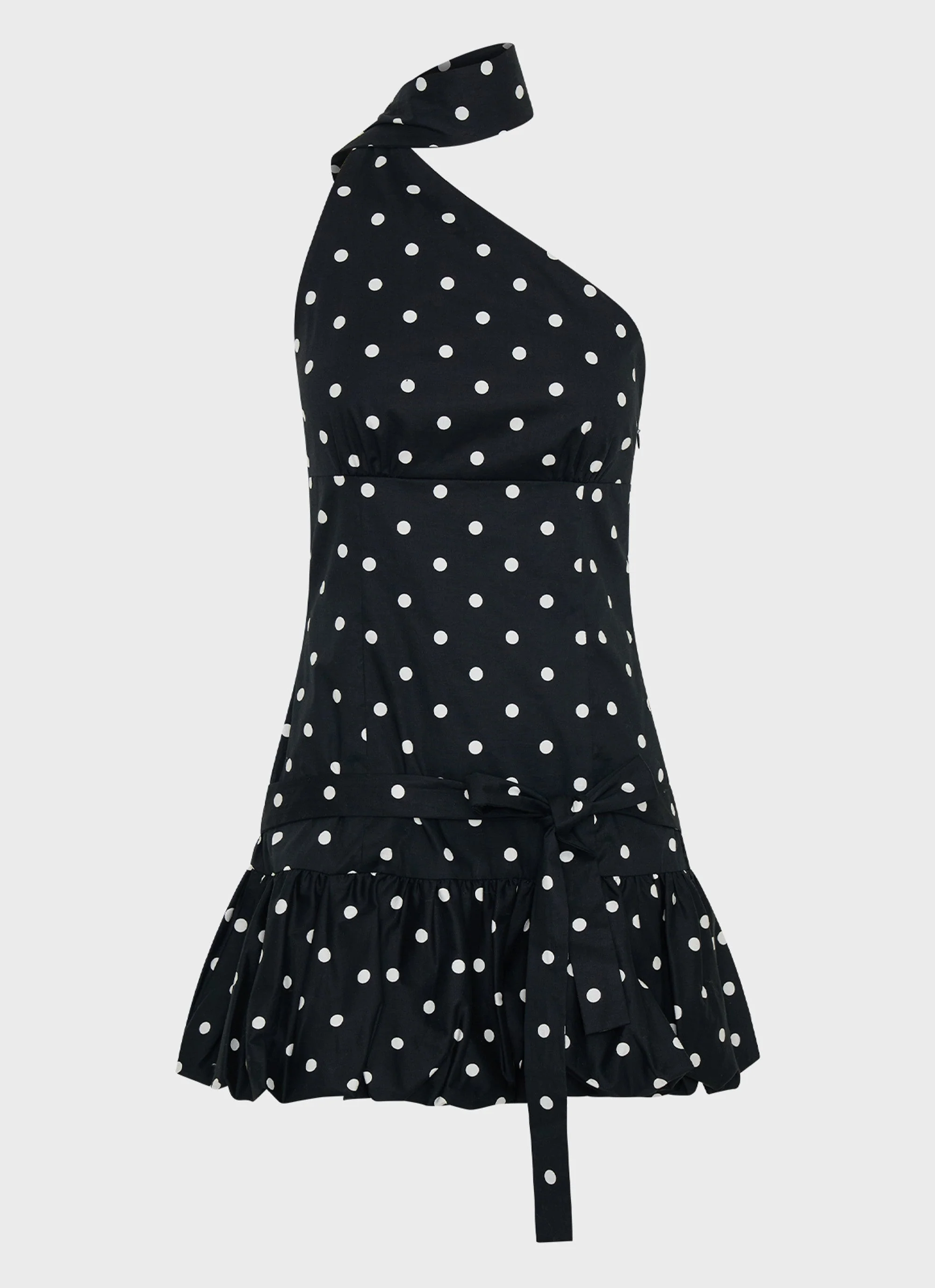 Belina Scarf Mini Dress - Black Polkadot