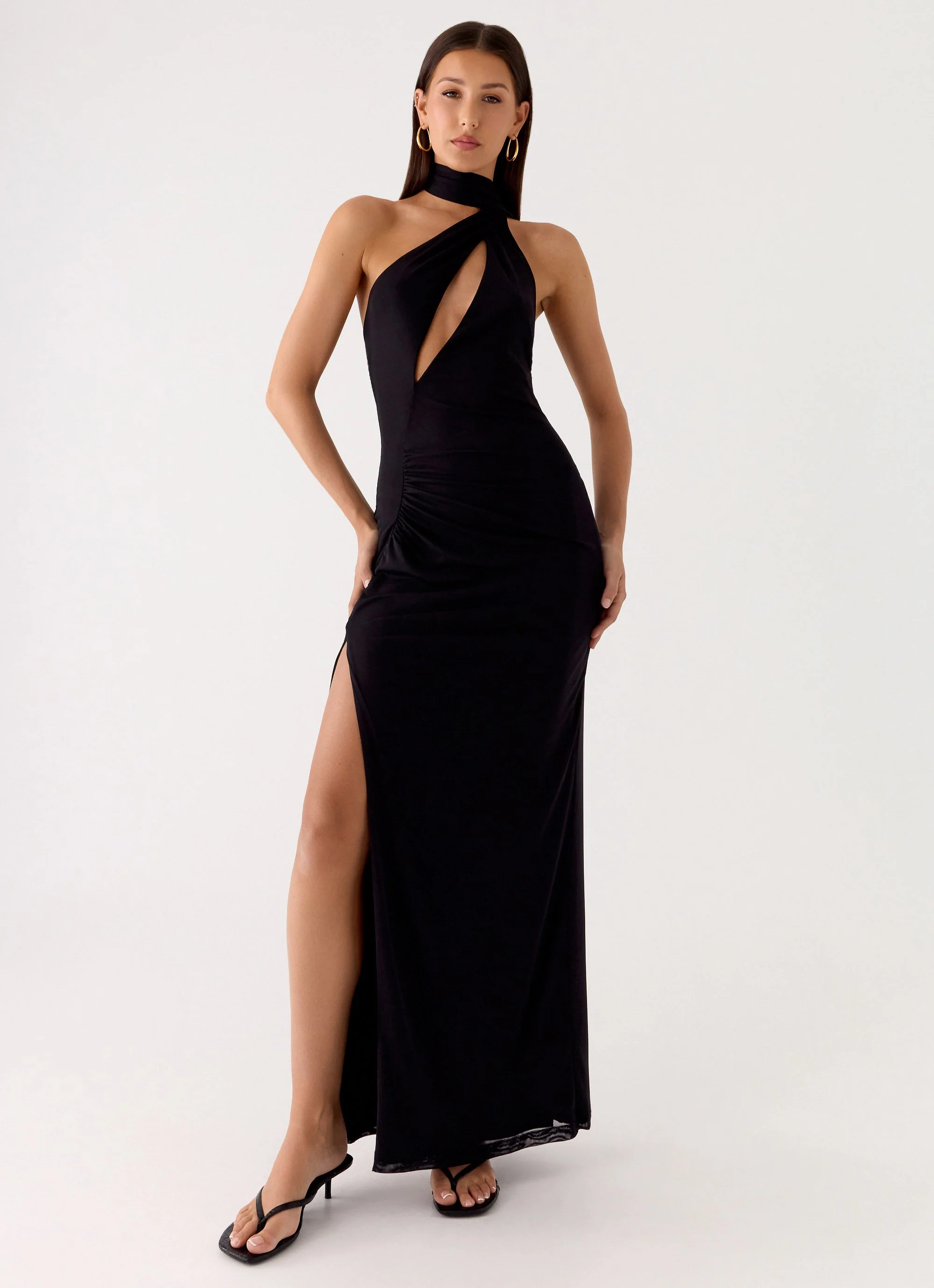 Velvet Vacation Scarf Maxi Dress - Black