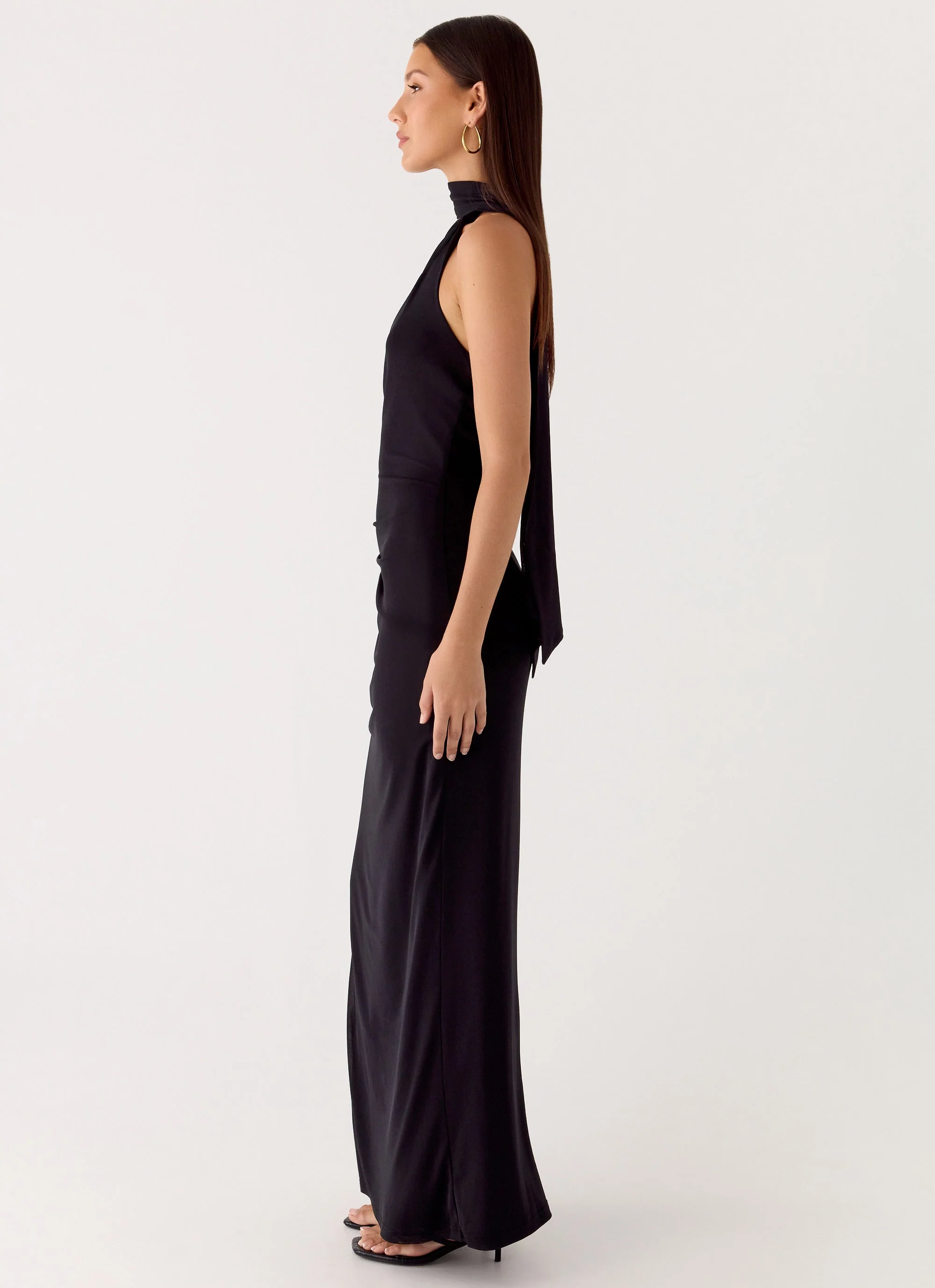 Velvet Vacation Scarf Maxi Dress - Black