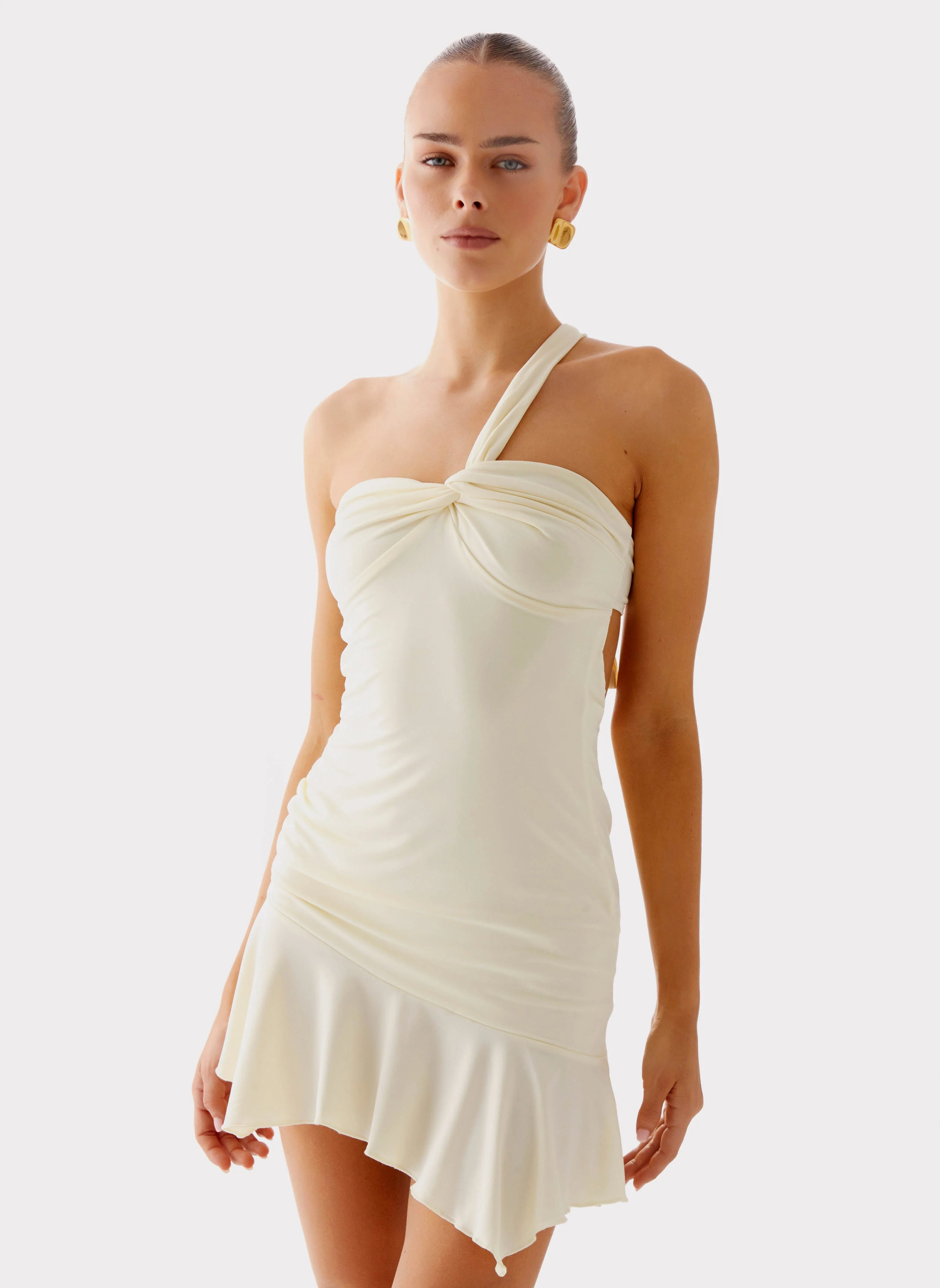 Not Your Fan Cut Out Mini Dress - Yellow