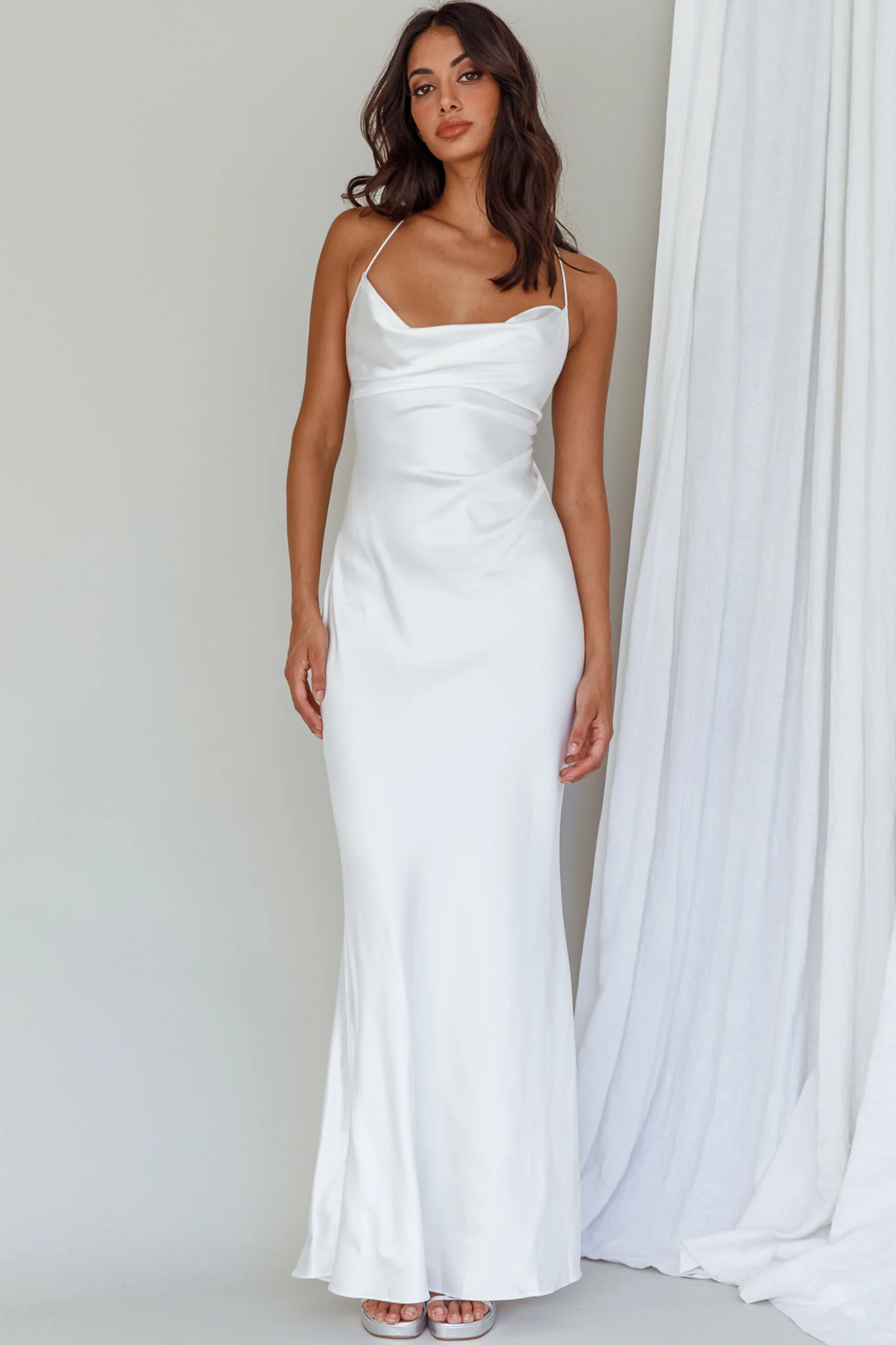 Palma Low Back Strappy Maxi Dress White