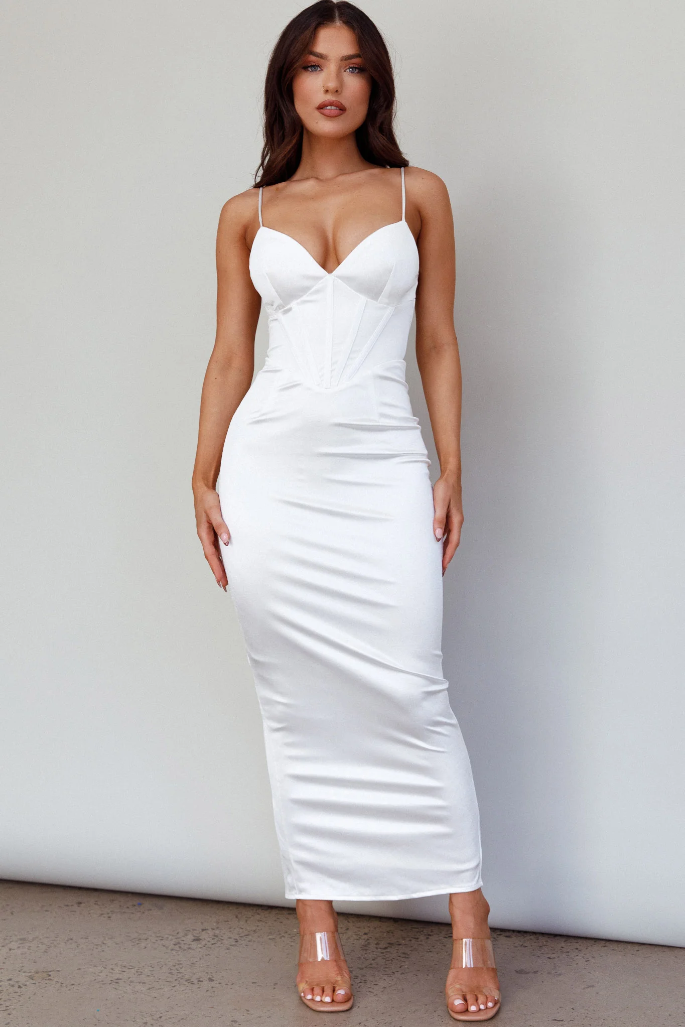 Seraya Lace-Up Back Dress White