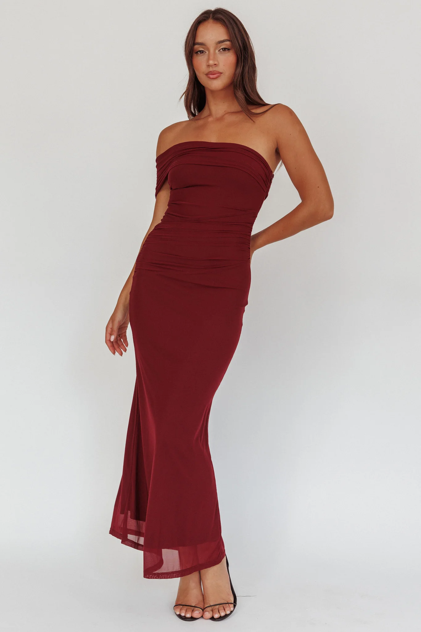 Gala One-Shoulder Maxi Dress Wine